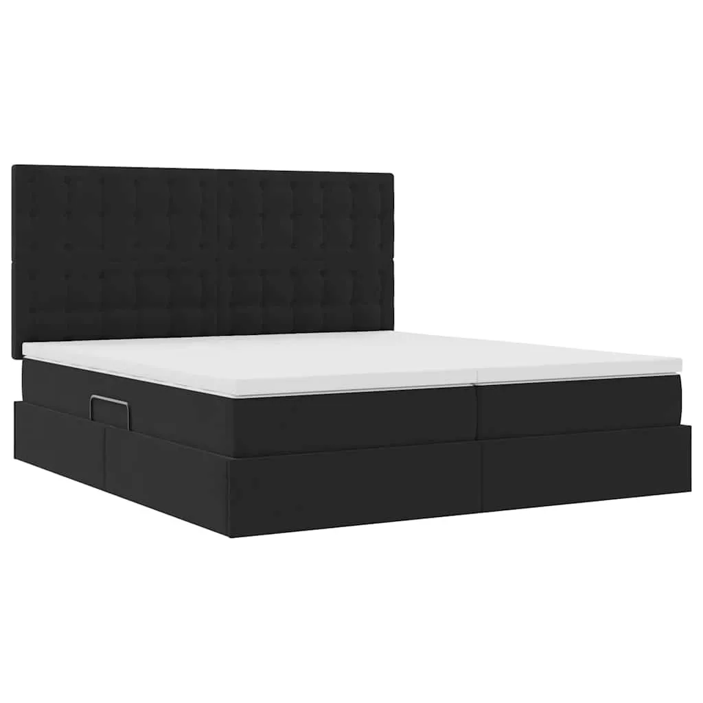 Aufbewahrungsbett mit Matratze 180 x 200 cm Schwarz