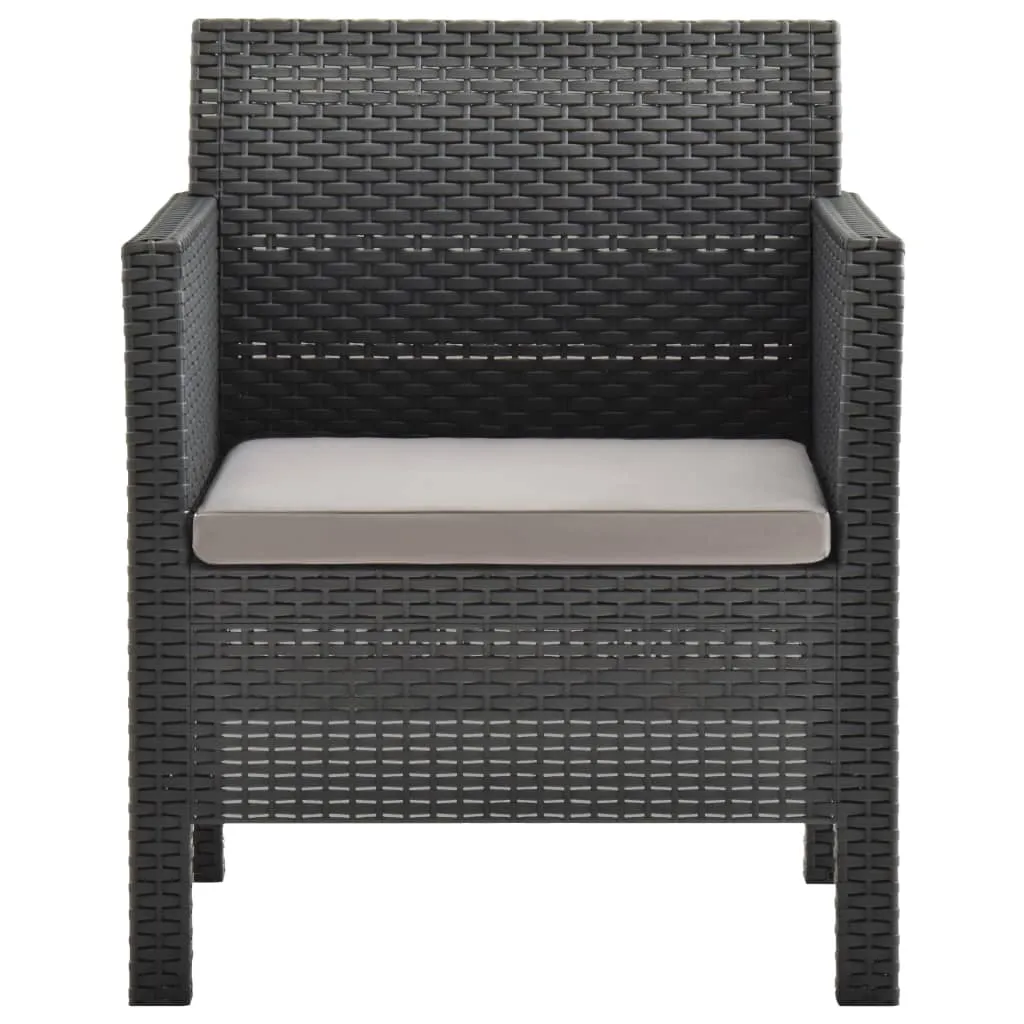Gartenstuhl mit Kissen Anthrazit 63x65x76 cm Polypropylen Rattan-Optik