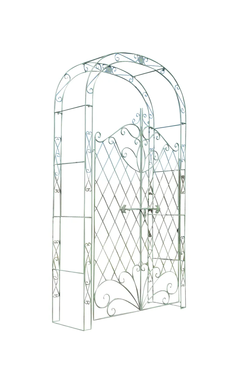 Rosenbogen Melissa mit Tor 220x120x40 cm antik-grün