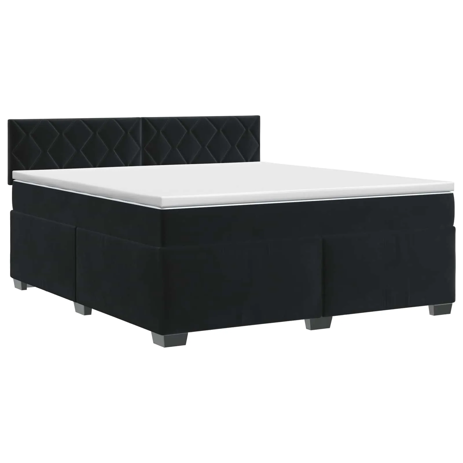 Boxspringbett 180x200 cm Samt Schwarz mit verstellbarem Kopfteil