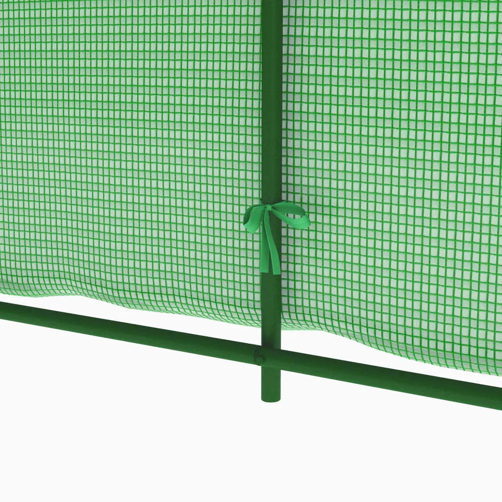 Gewächshaus Grün 3,43 x 2 x 2 m mit PE-Netzgewebe und verzinktem Stahlrahmen