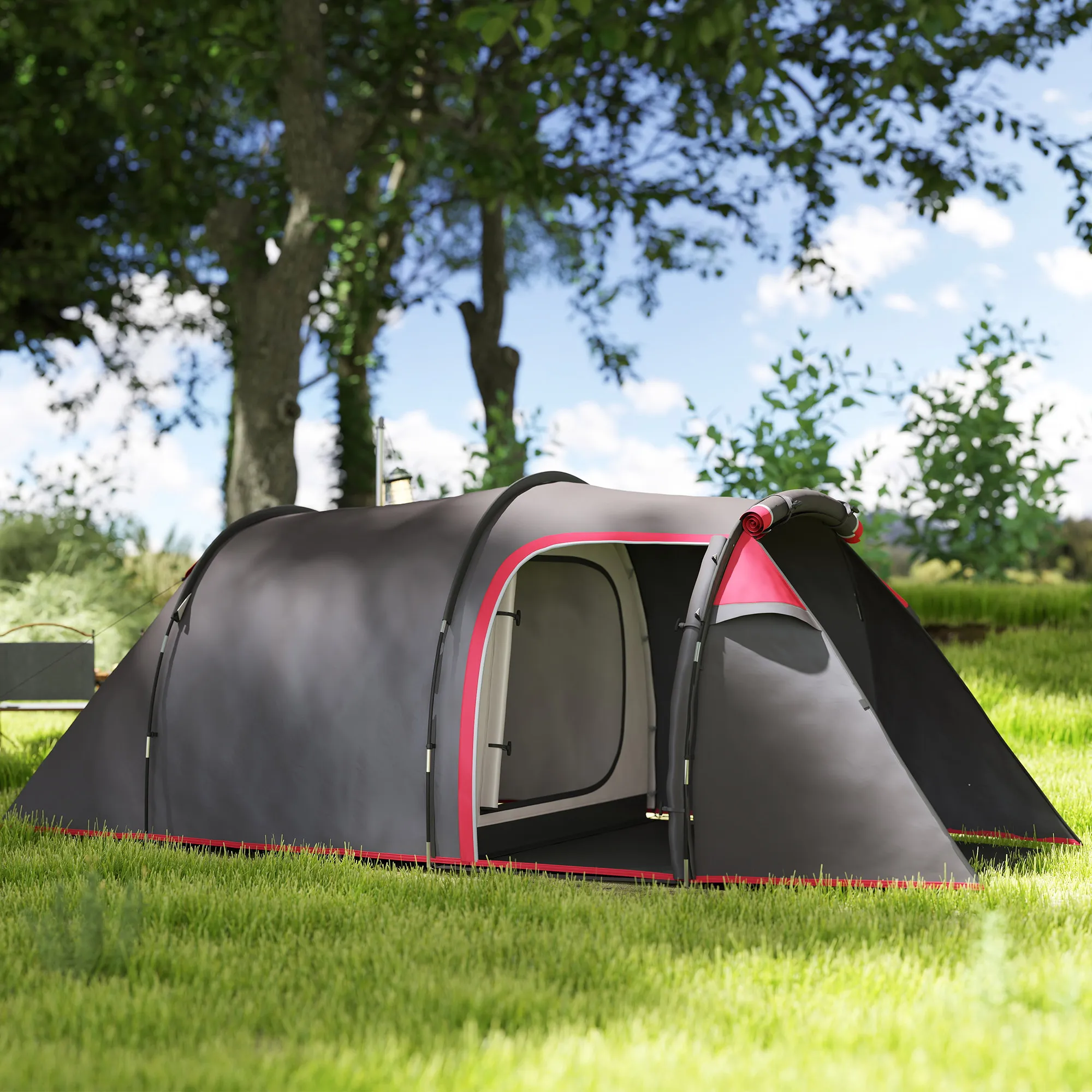 Campingzelt 2-3 Personen 426x206x154 cm Dunkelgrau