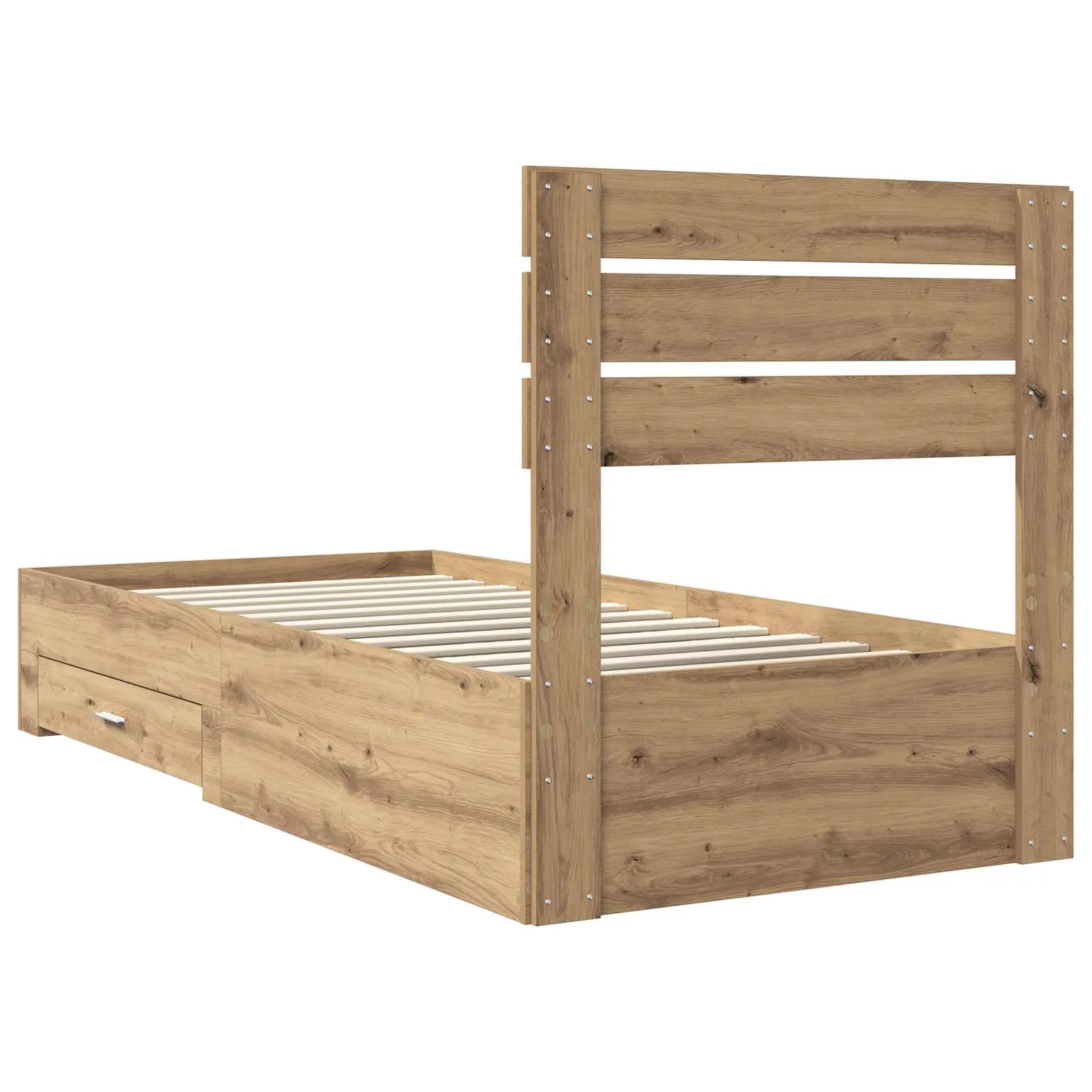 Bettgestell mit Schubladen und Kopfteil Massivholz 90-100 cm