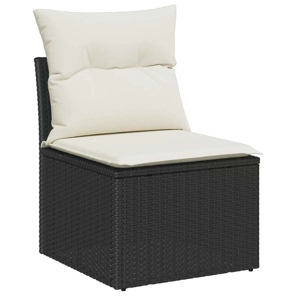 Modulares Garten-Dining-Set 55x55 cm Schwarz und Creme mit Echtholz