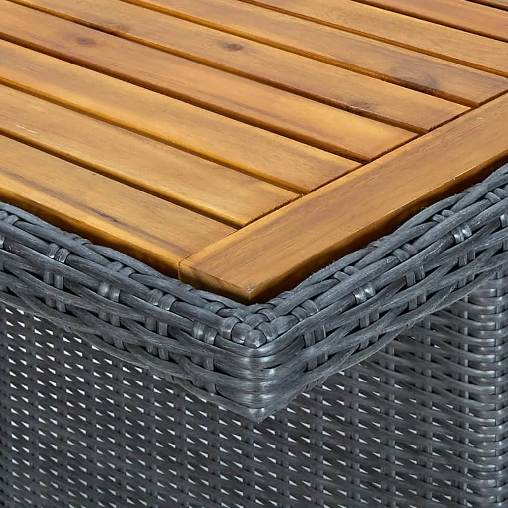 Gartentisch aus Echtholz und PE-Rattan 200x100x74 cm Dunkelgrau Braun