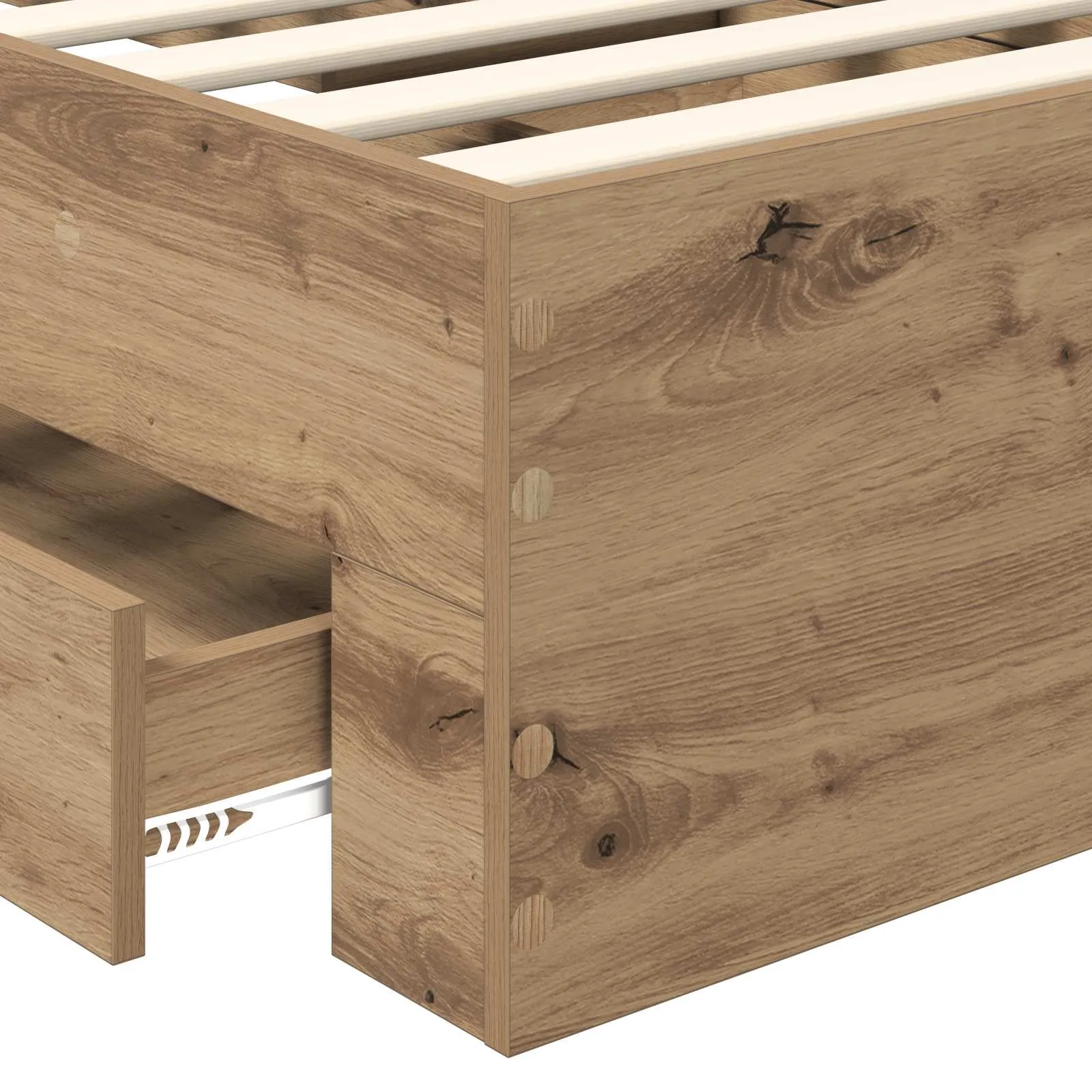 Bettgestell mit Schubladen und Kopfteil Massivholz 90-100 cm