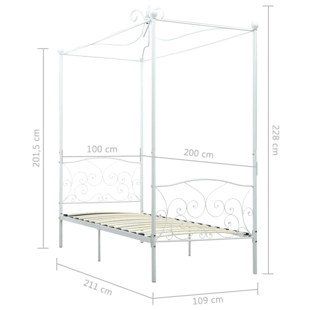 Weißes Himmelbett-Gestell Metall 211x109x227 cm