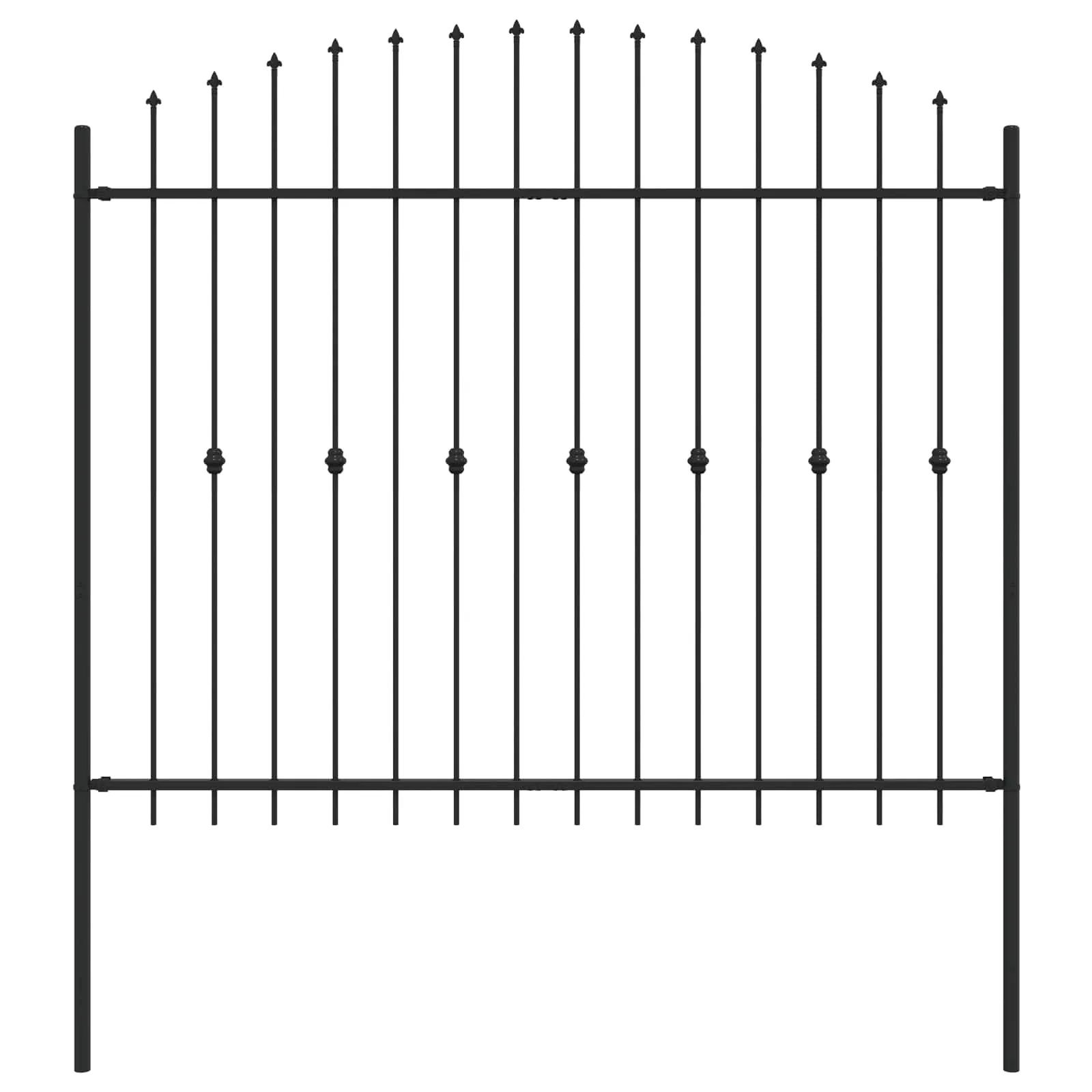 Moderner Spike Zaun 200 x 200 cm Schwarz aus pulverbeschichtetem Stahl