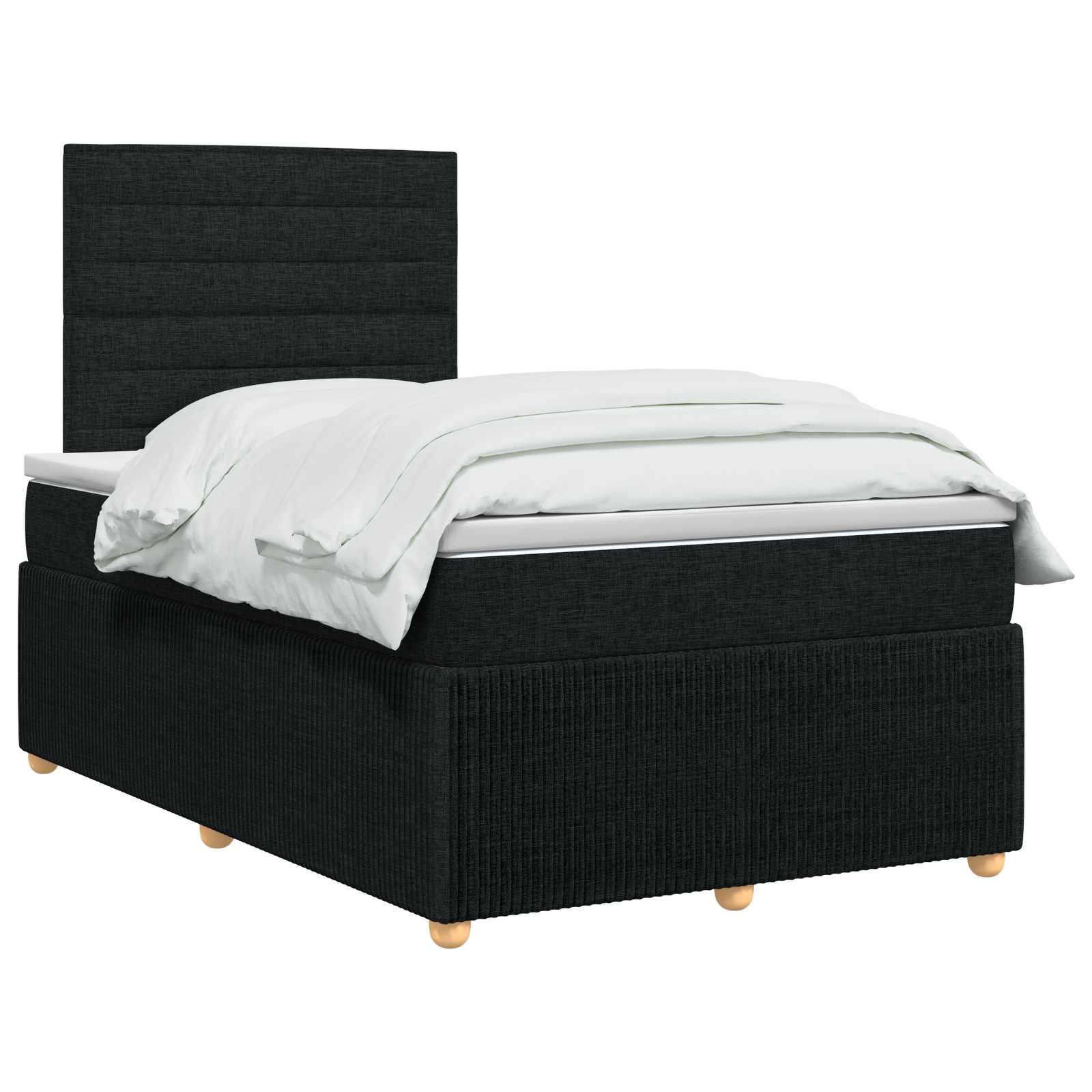 Boxspringbett 120x200 cm mit Taschenfederkern Matratze, Schwarz