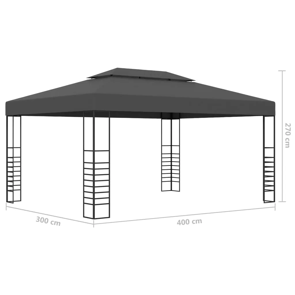 Gartenpavillon Anthrazit 3 x 4 x 2,7 m mit Stahlrahmen und Polyesterdach