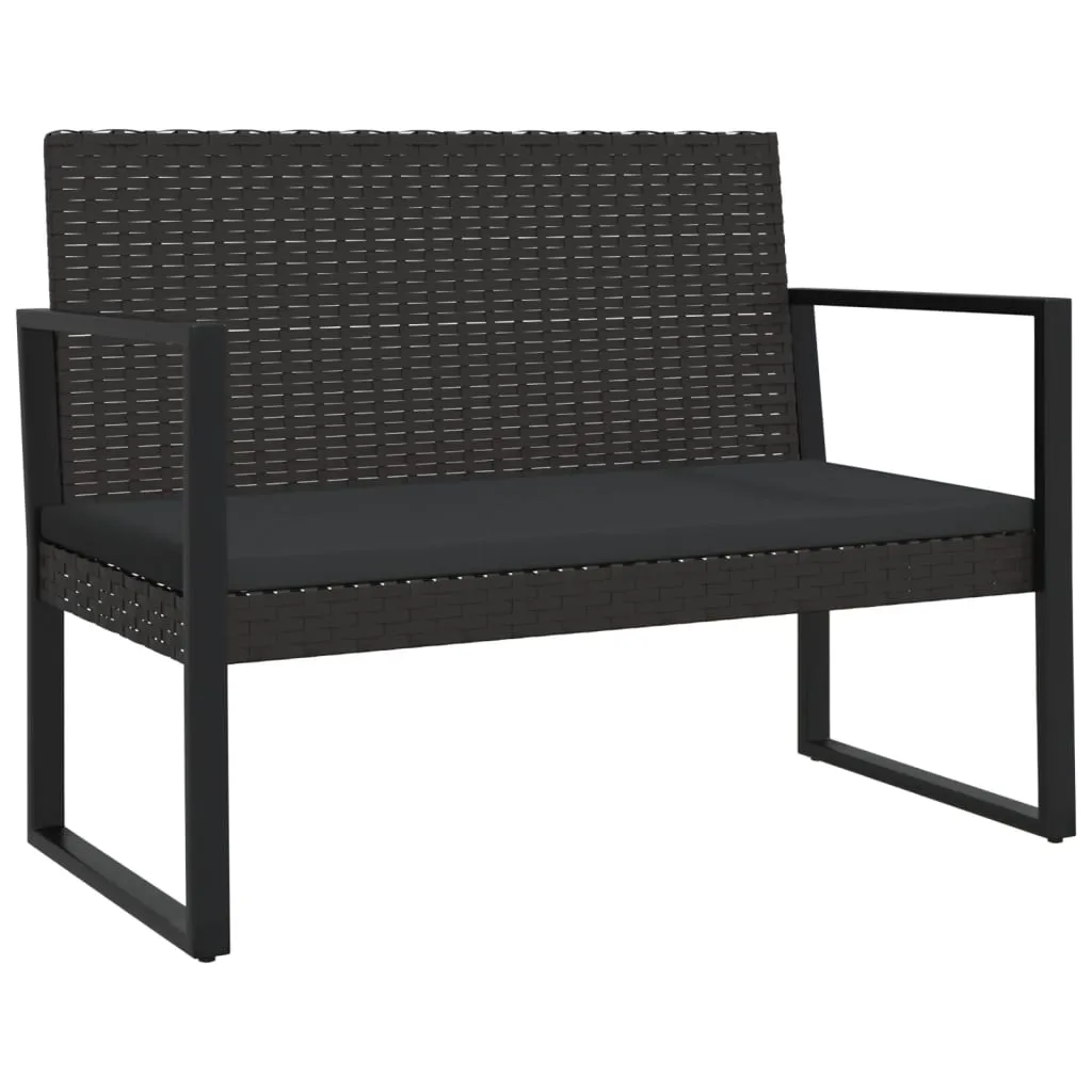 Gartenbank Schwarz 106 x 57 x 74,5 cm mit PE-Rattan und Stahlrahmen