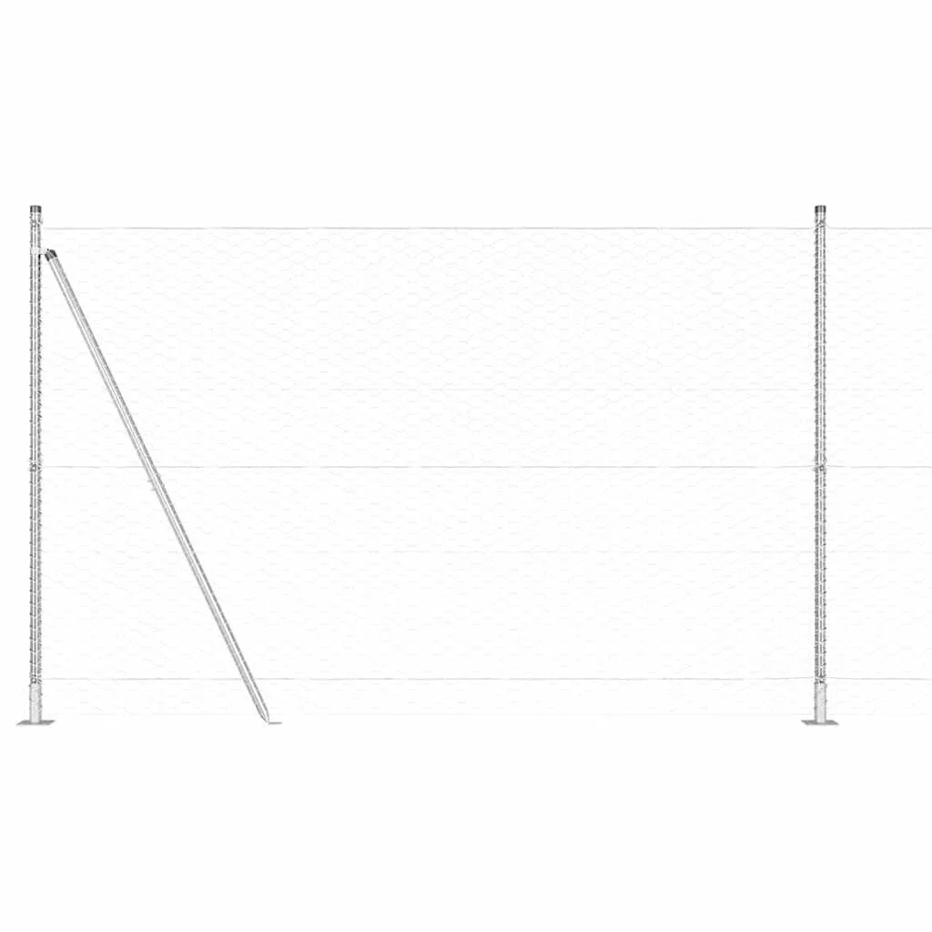 Outdoor-Hexagon-Zaun mit Betonbasis 50 x 1,6 m Silber Netz