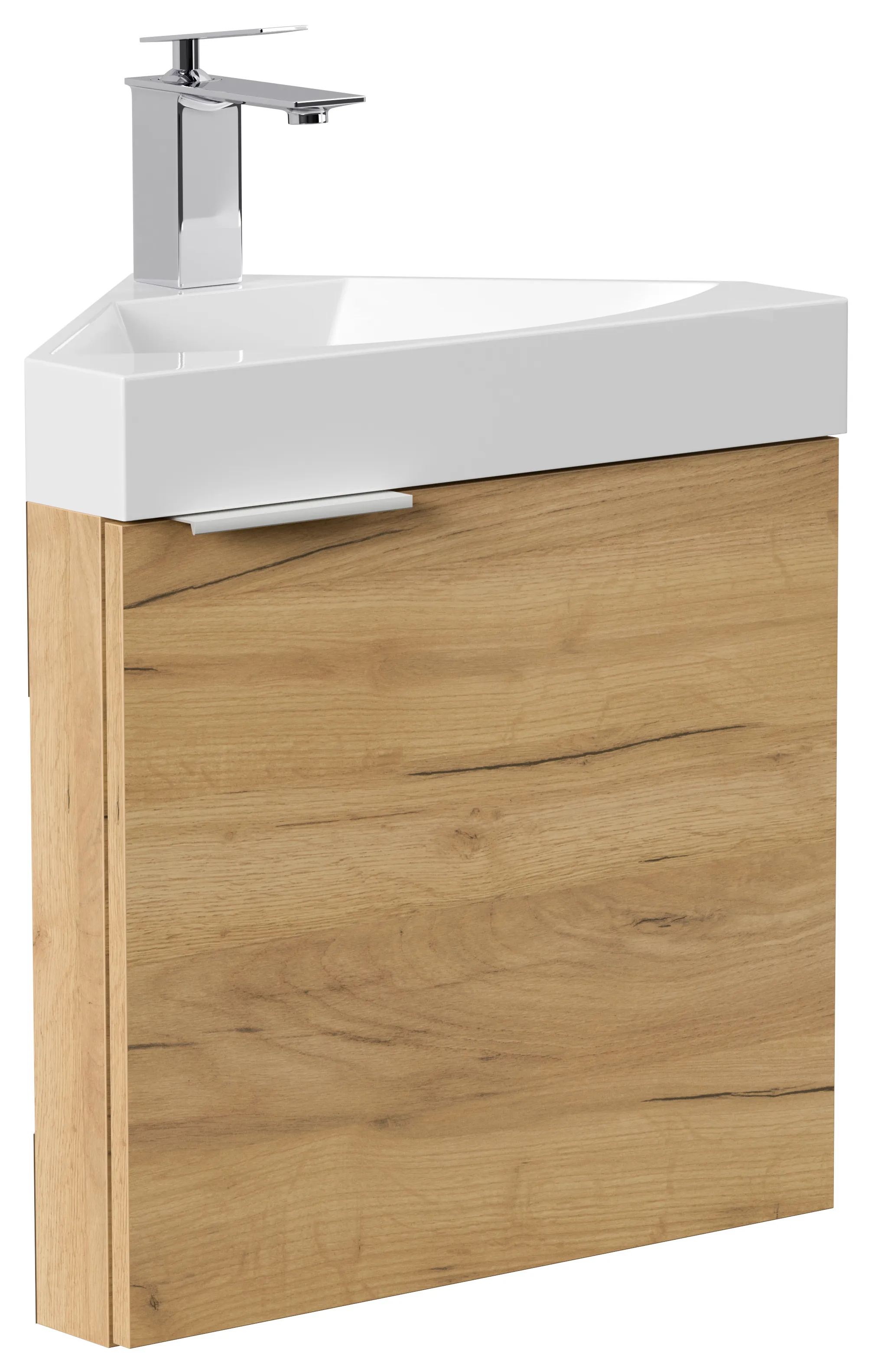 Gäste WC Eckbadmöbel Delta Slimline Gästebad SoftClose eiche gold