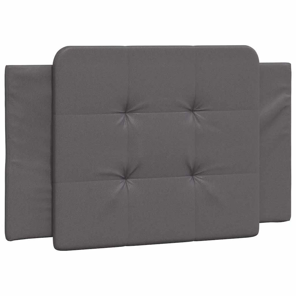 Bettrahmen mit Kopfteil 218x85x74,5 cm Grau Kunstleder Massivholz