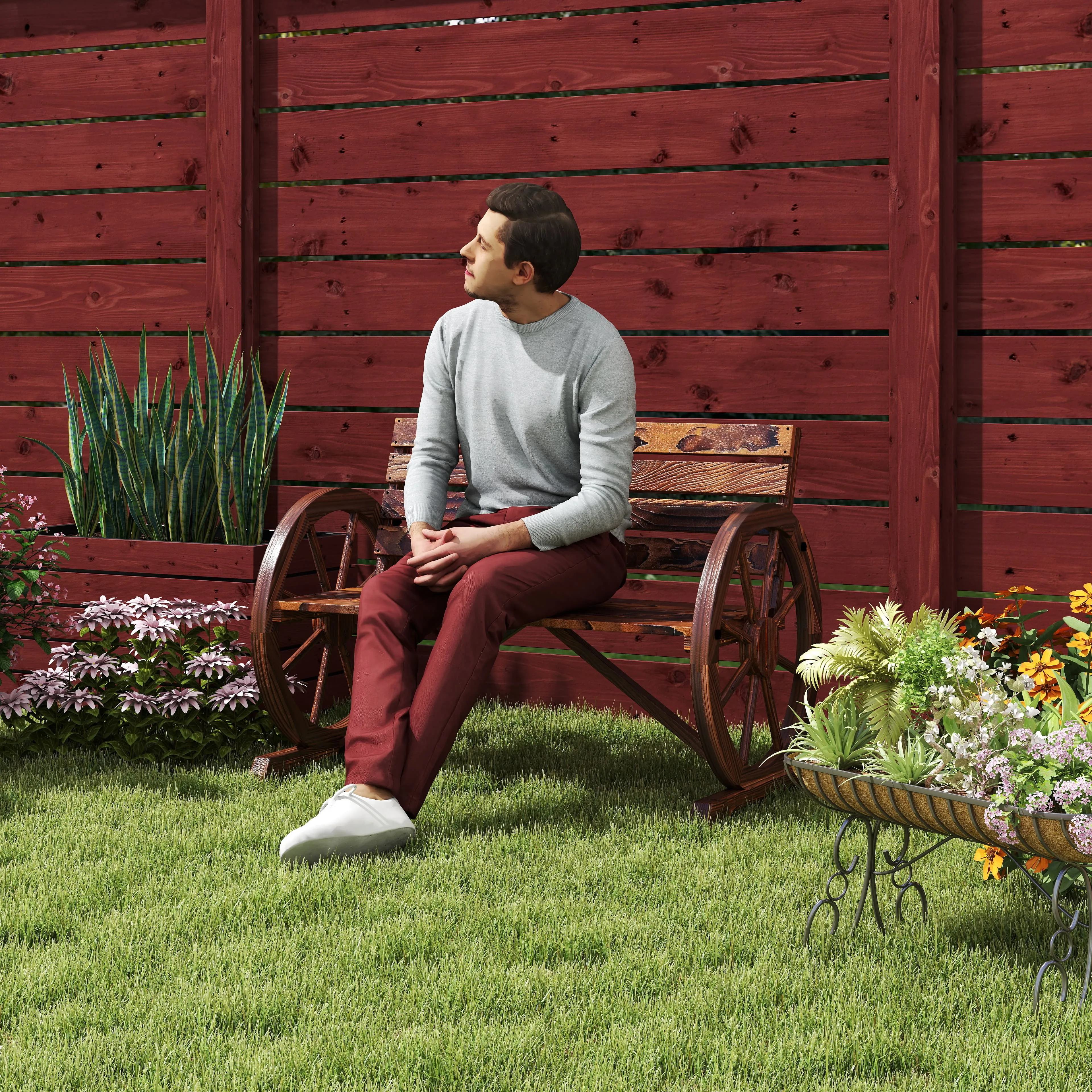 Rustikale Gartenbank aus massivem Tannenholz 105,5x56x79 cm Braun