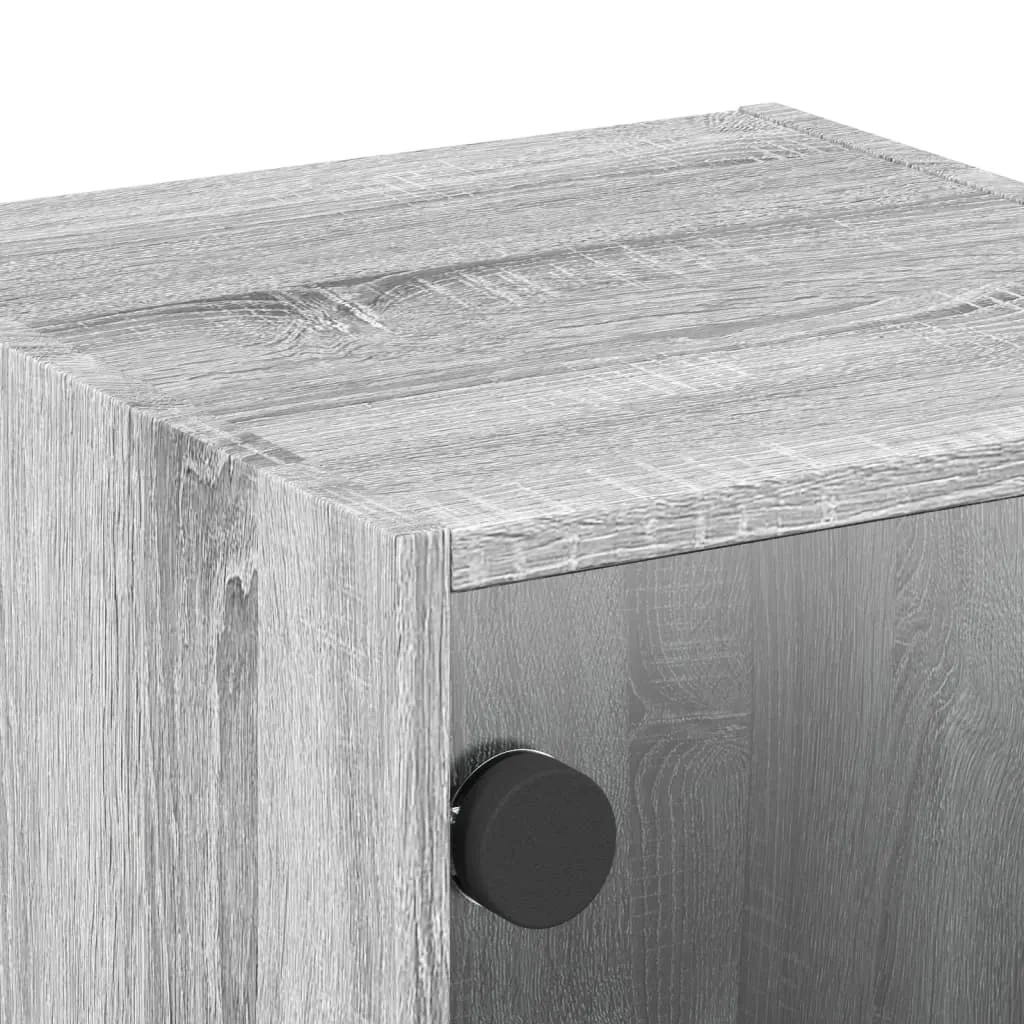 Trendiger Wand-Nachttisch Grau Sonoma 35x37x35 cm aus Holzwerkstoff und Glas
