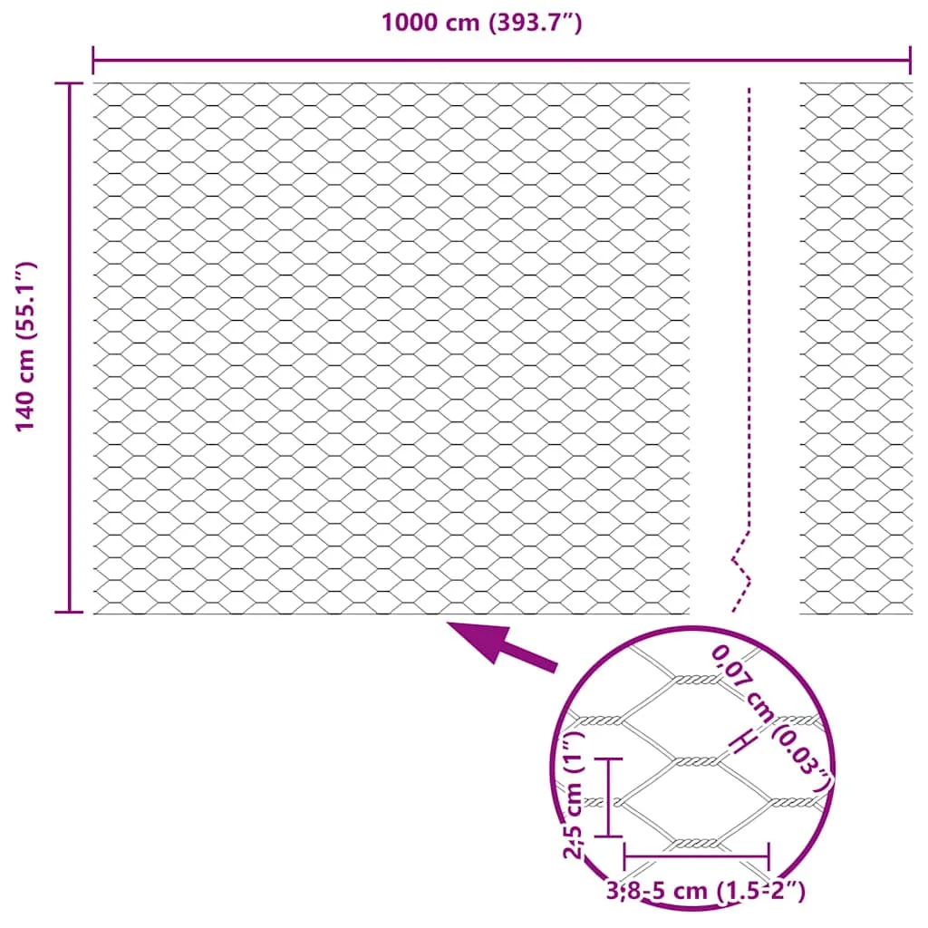 Hexagonzaun PVC Grau 10 x 1,4 m für Garten und Terrasse