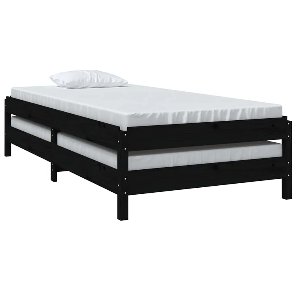 Stapelbett aus massivholz Schwarz 196,5 x 81,5 x 22 cm