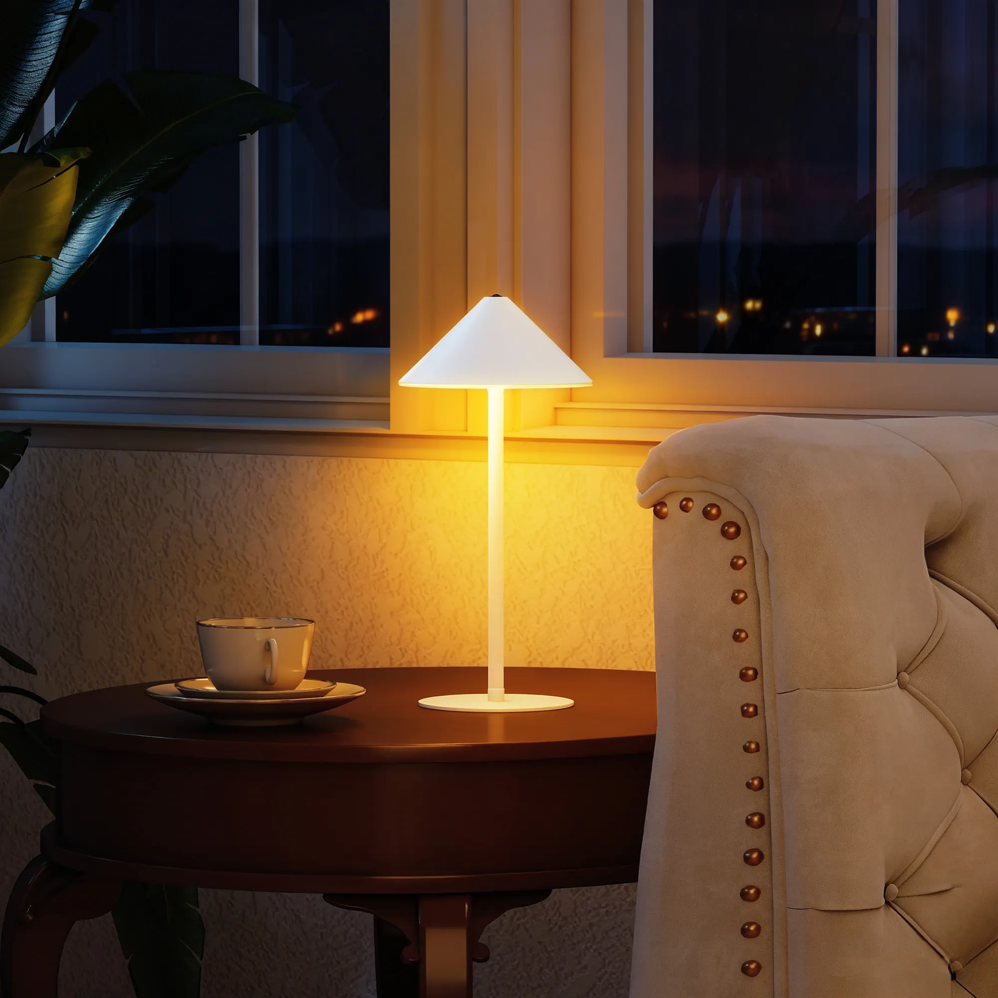 LED-Tischlampe wiederaufladbar aus Metall, Weiß, 31,5 cm Höhe