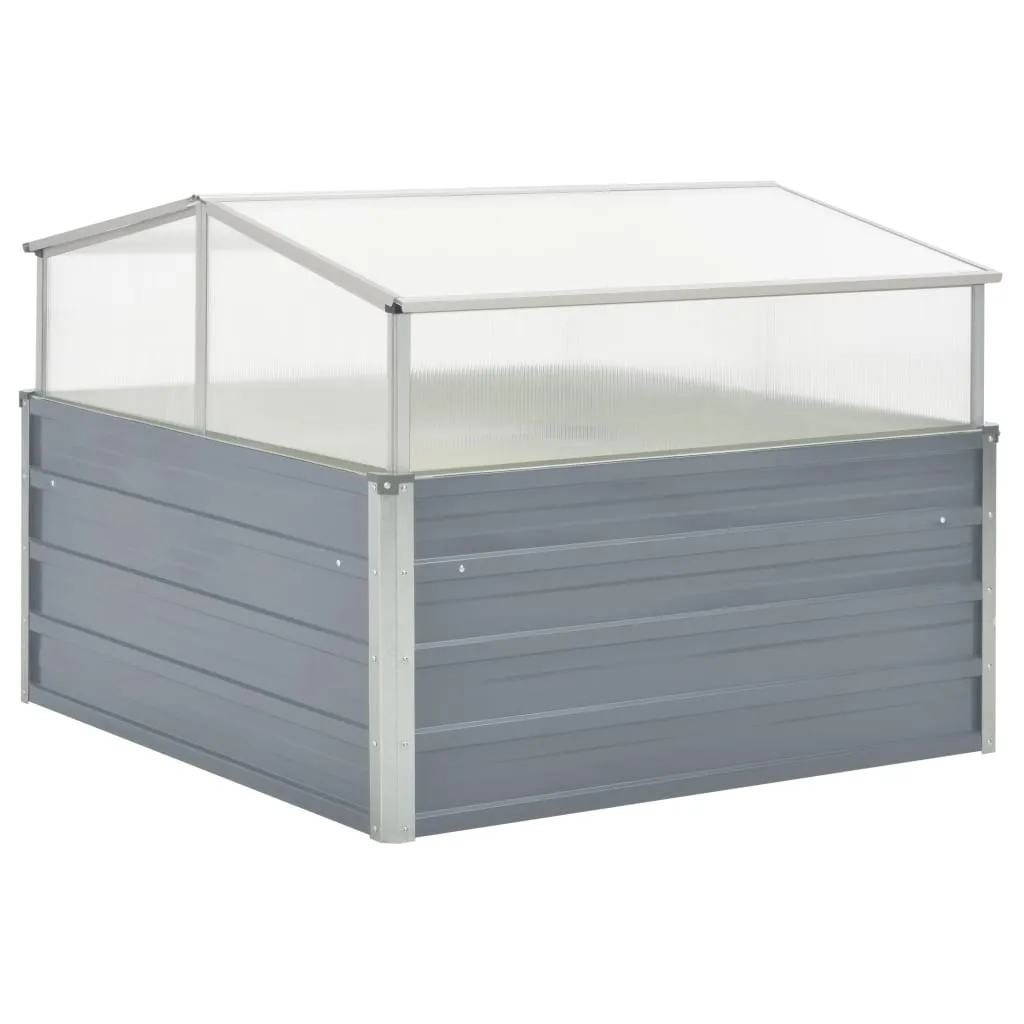 Grau Gewächshaus 100 x 100 x 85 cm aus PC und verzinktem Stahl