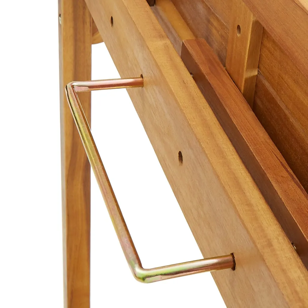 Holz-Bartisch aus Echtholz mit Metallhalterungen 90x37x122,5 cm