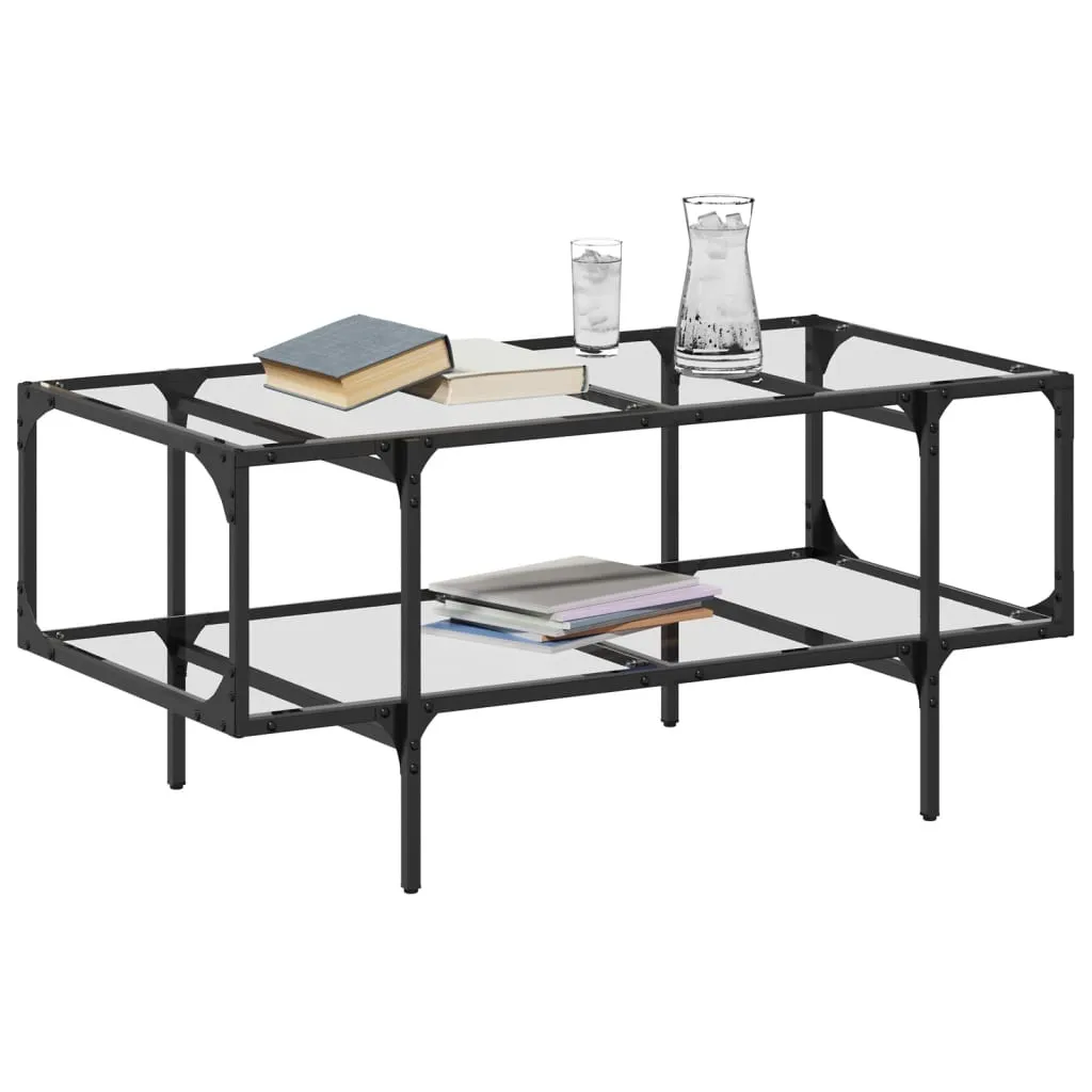 Moderner Couchtisch 98,5x50x45 cm mit transparentem Glas