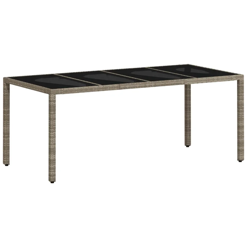 Gartentisch Hellgrau 190 x 90 x 75 cm aus PE-Rattan und Hartglas
