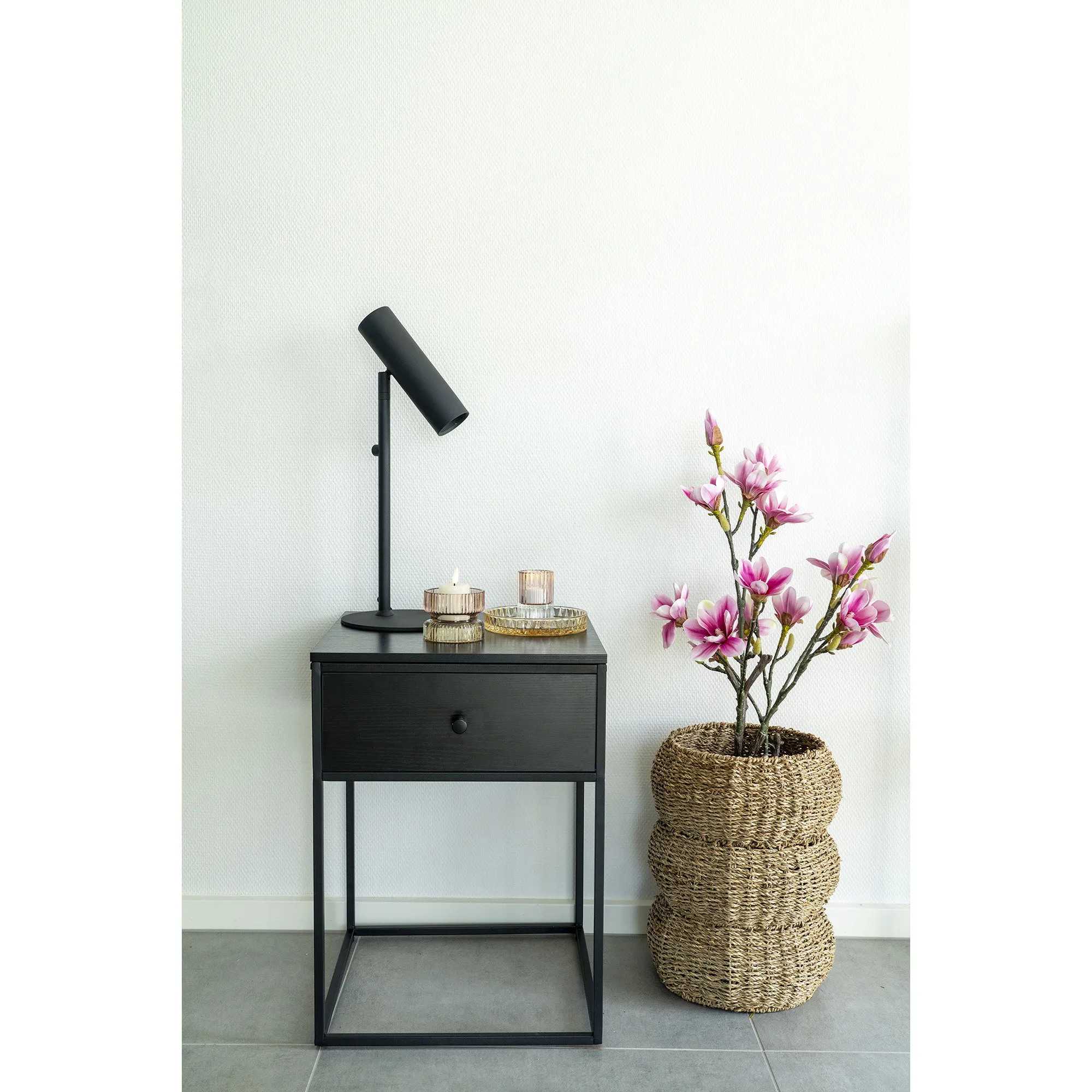 tinkaro Vita Beistelltisch mit 1 Schublade 40x40x55 cm Schwarz