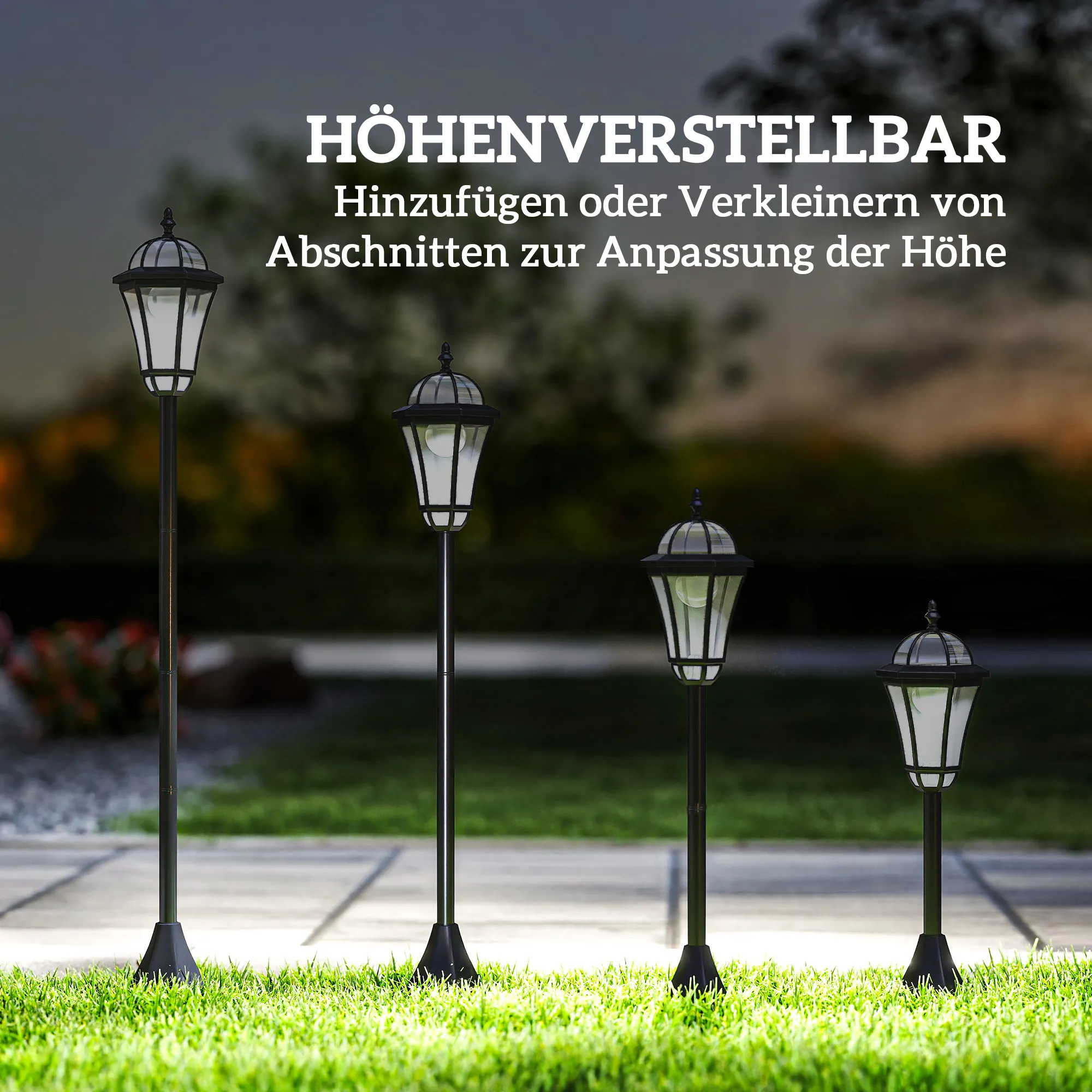 Solar Gartenlaterne 2er Set Wegleuchte 129 cm Schwarz LED