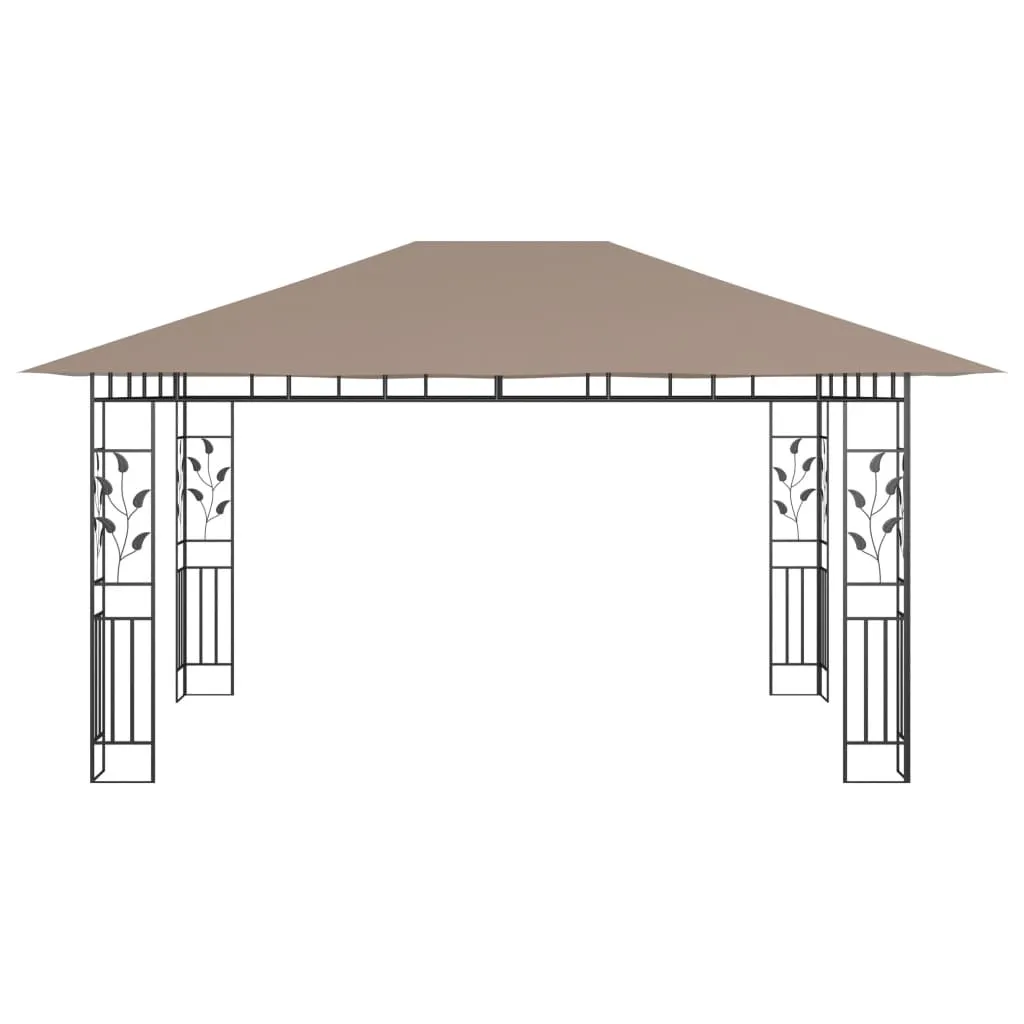 Pavillon 4x3x2,73 m Taupe mit Stahlrahmen und Moskitonetzen