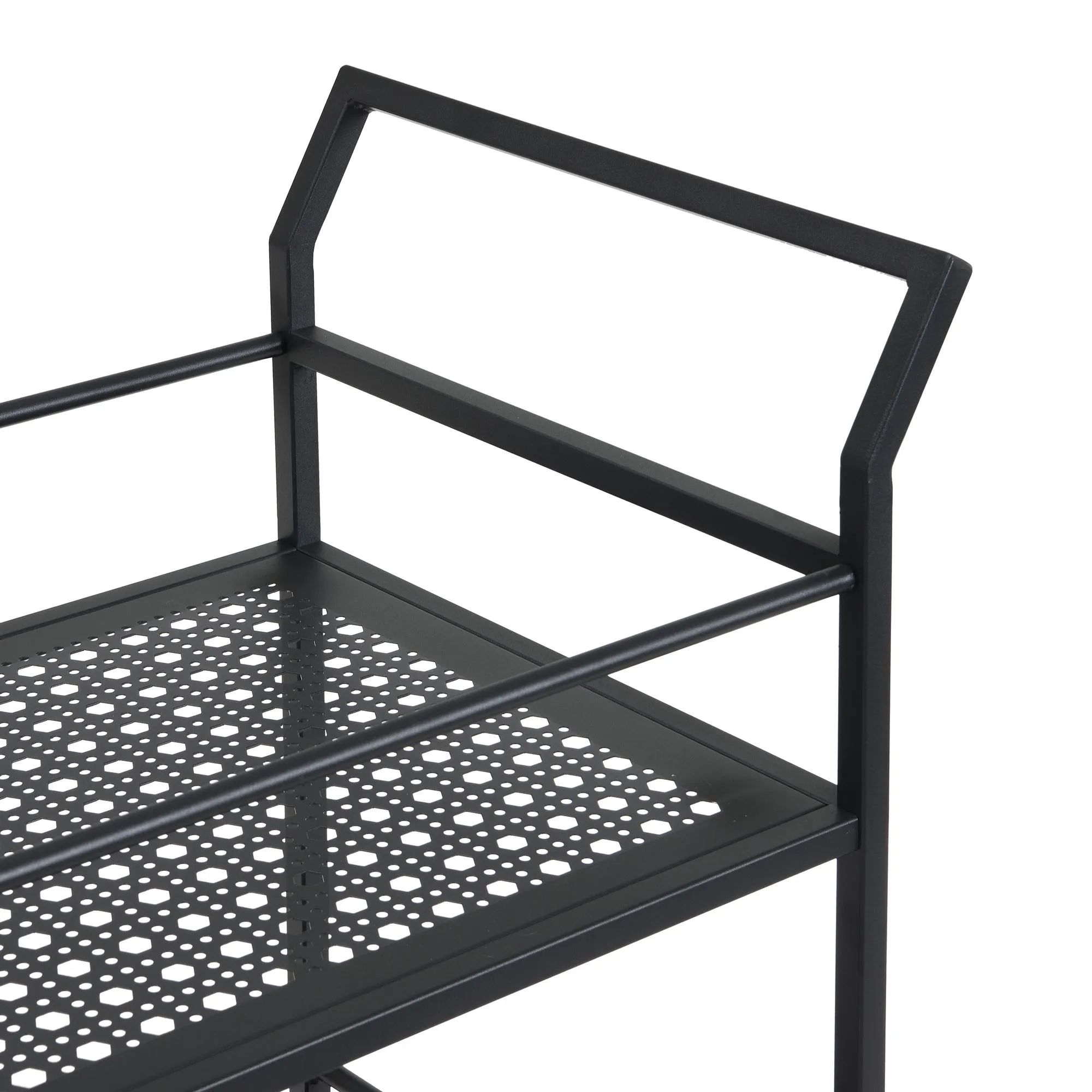 Servierwagen Metall Schwarz 79x45x83 cm mit Rollen & Bremsen