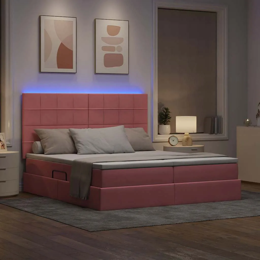 LED-Speicherbett mit Matratze 180 x 200 cm Rosa