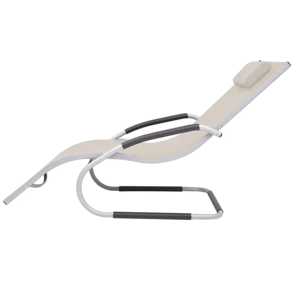 Ergonomische Sonnenliege 62x152x88 cm Creme und Grau