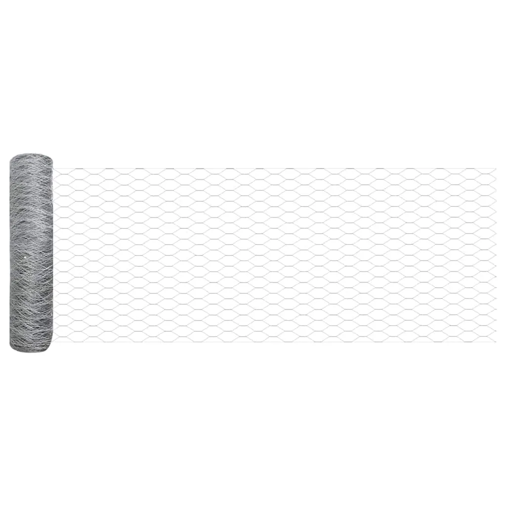 Hexagonzaun Silber 25 x 0,8 m aus verzinktem Stahl