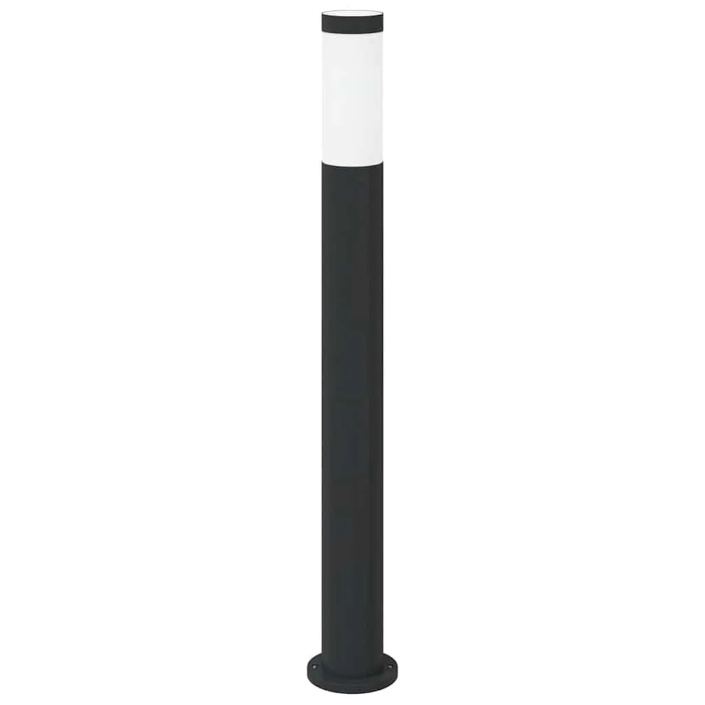 Schwarze Edelstahl Pollerleuchte 11x80 cm mit IP44 Schutzart