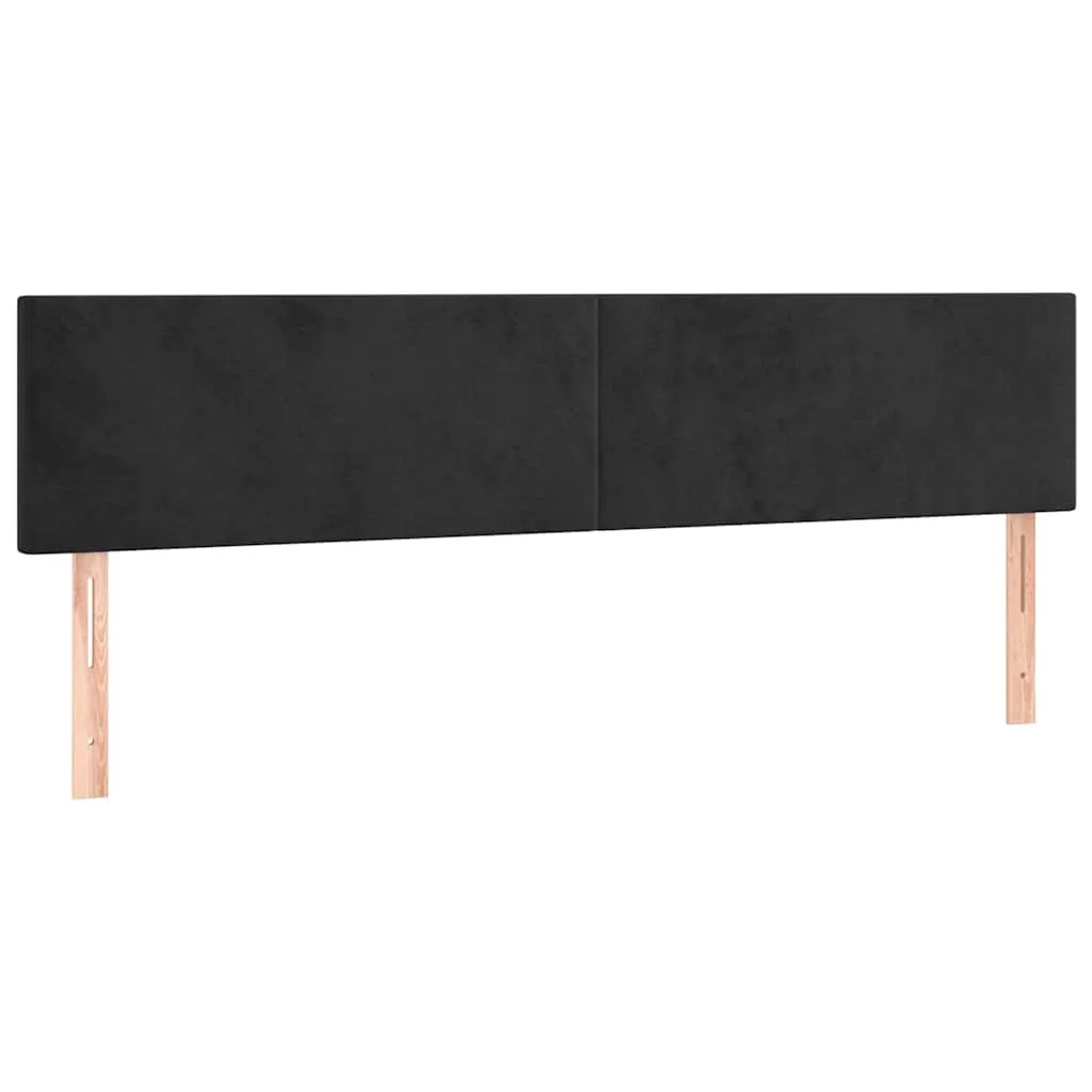 Boxspringbett aus Samt mit LED-Leiste, Matratze, 200x200 cm, Schwarz