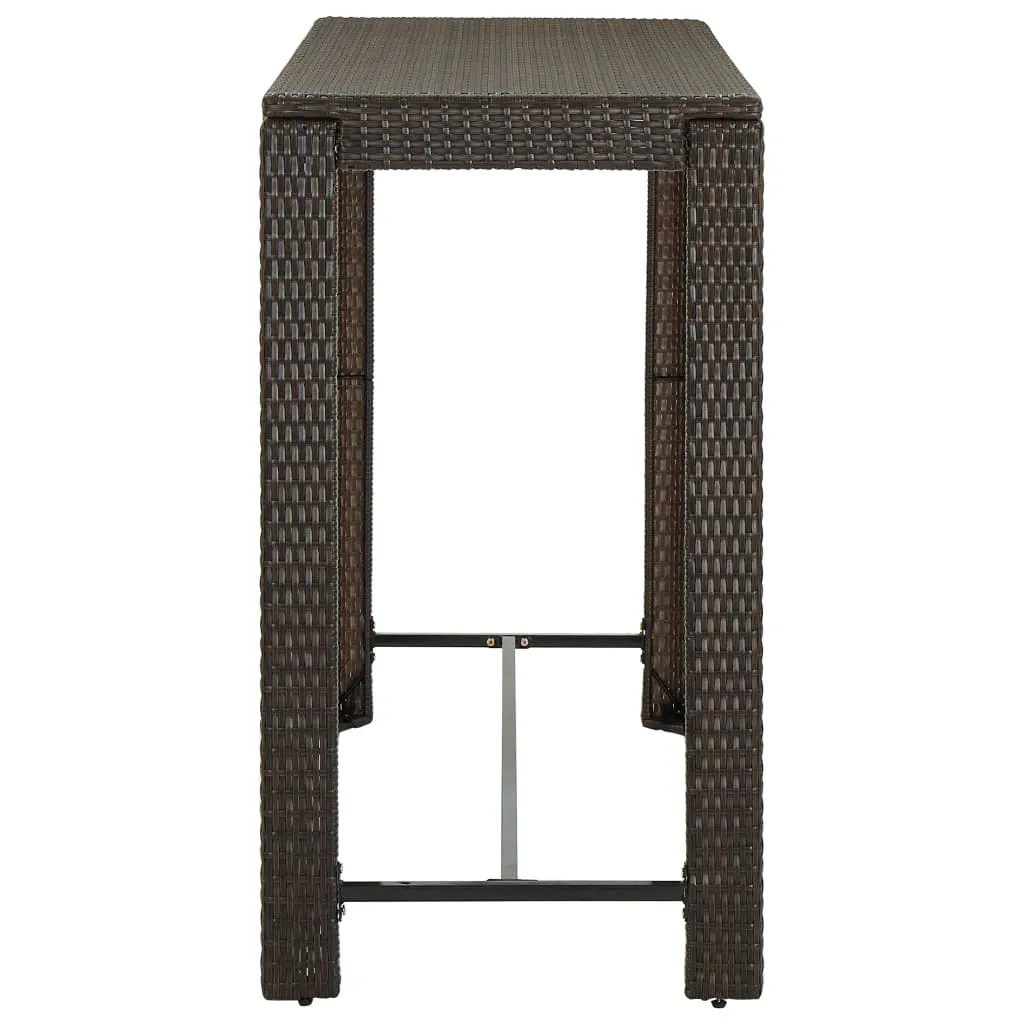 Bartisch Braun 140,5 x 60,5 x 110,5 cm mit PE-Rattan und Stahlgestell