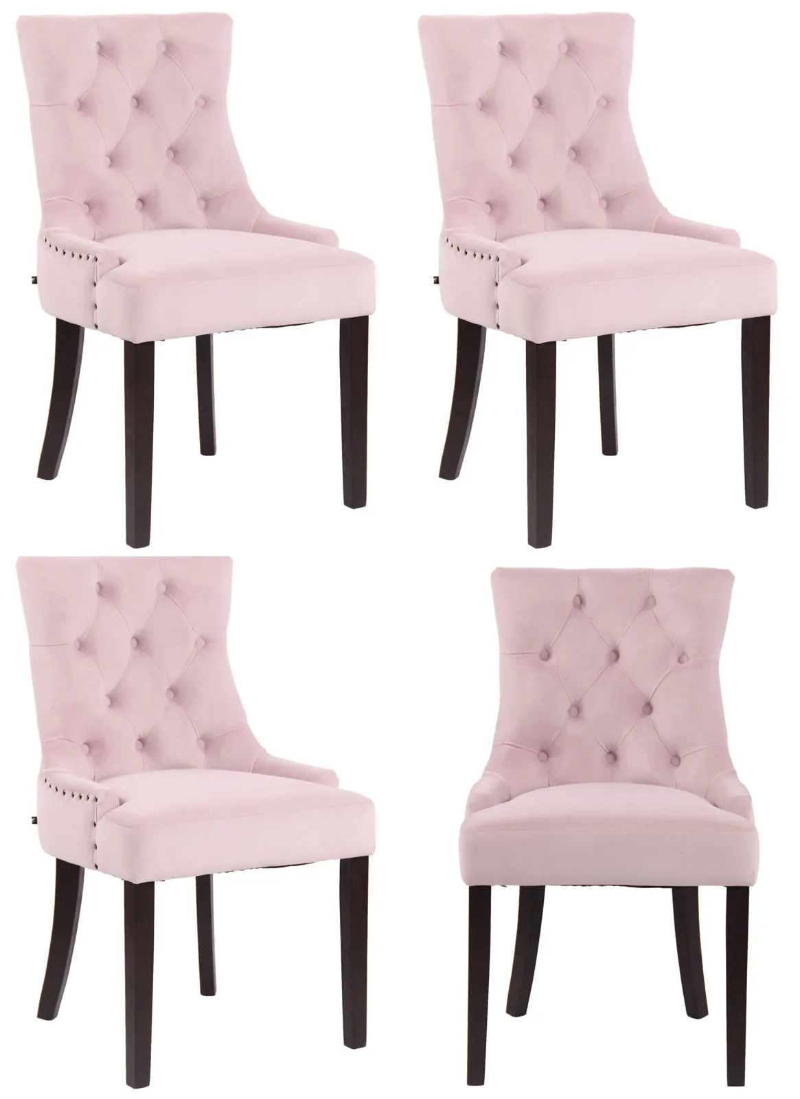 Esszimmerstuhl Aberdeen Samt 4er Set 92x55x58 cm pink