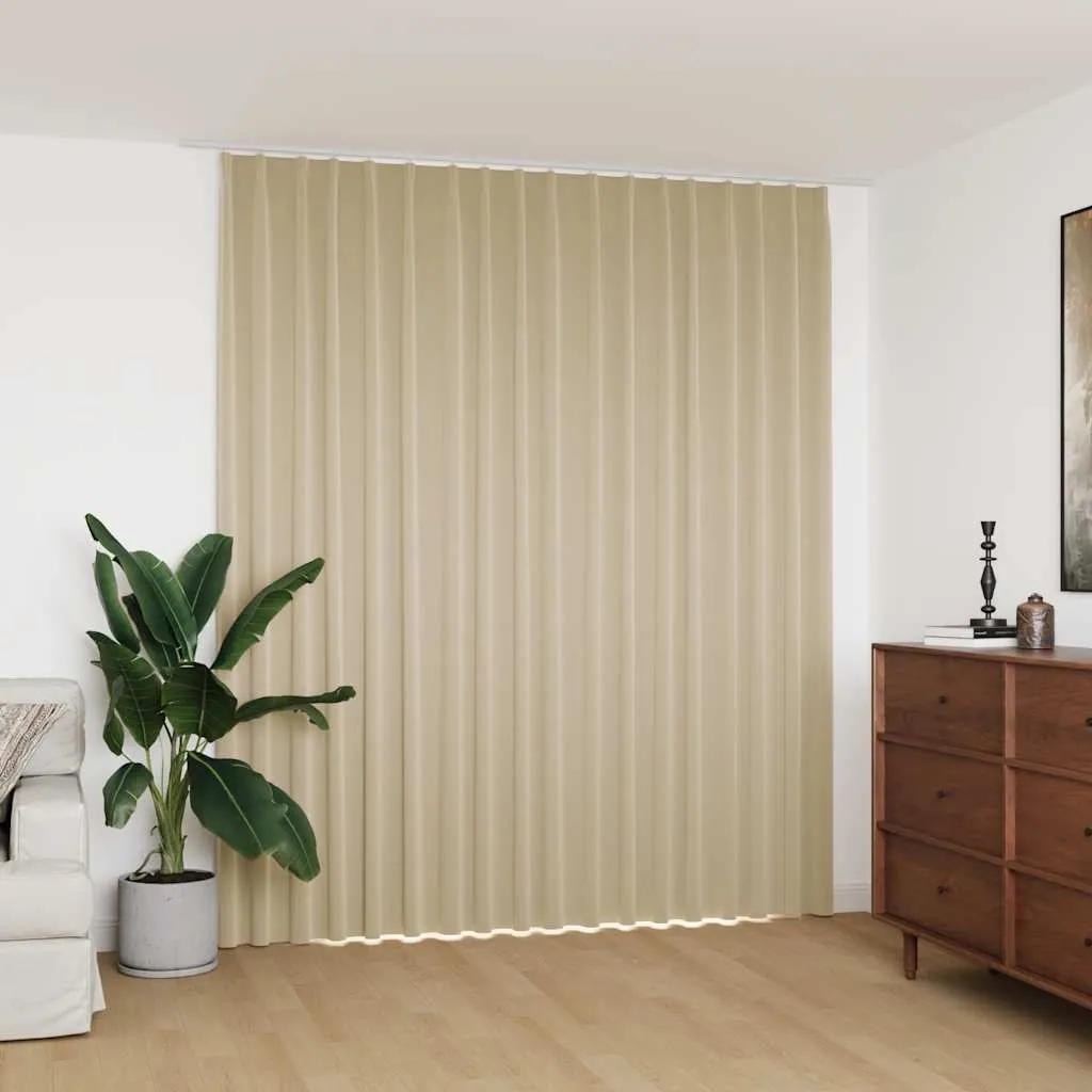 Beiger Vorhang 290 x 245 cm mit Metallhaken, 100% Polyester