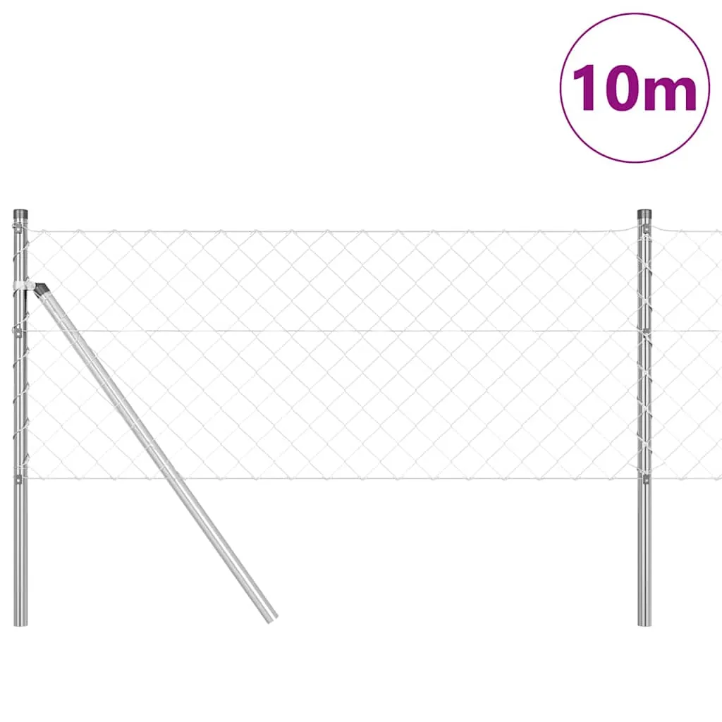 Zaunpfosten-Set aus Stahl 1000 x 3,2 x 60 cm Silber