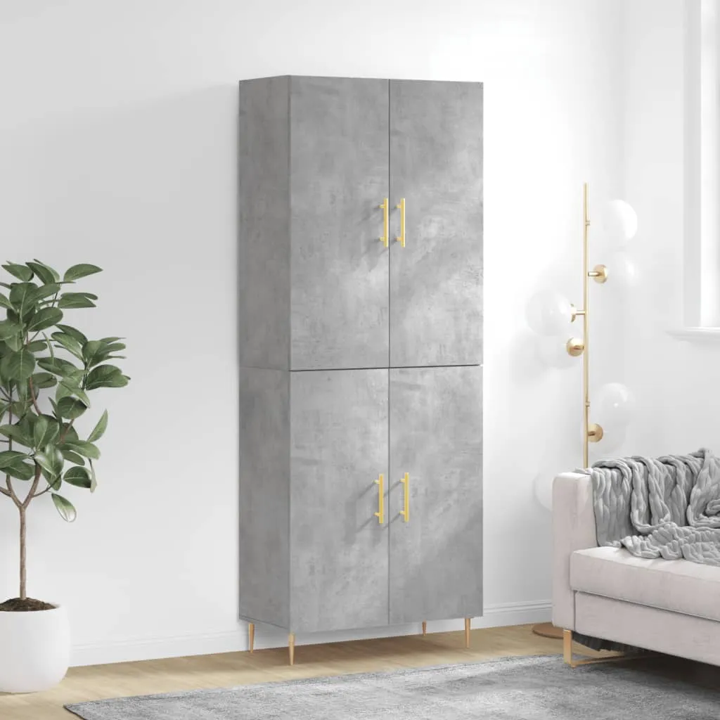 Highboard mit Sideboard 69,5x34x180 cm Betongrau aus Holzwerkstoff und Metall