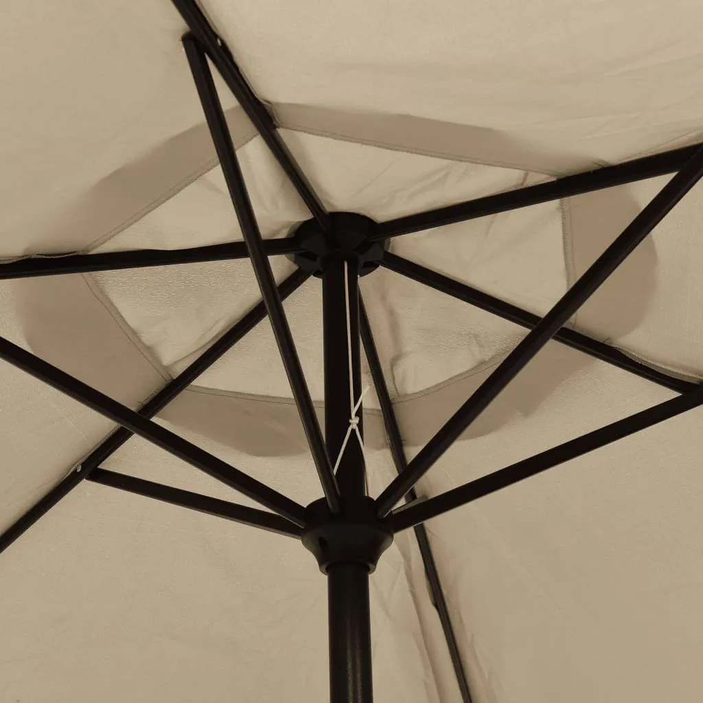 Sonnenschirm mit LED-Leuchten und Stahlmast 300 cm Taupe