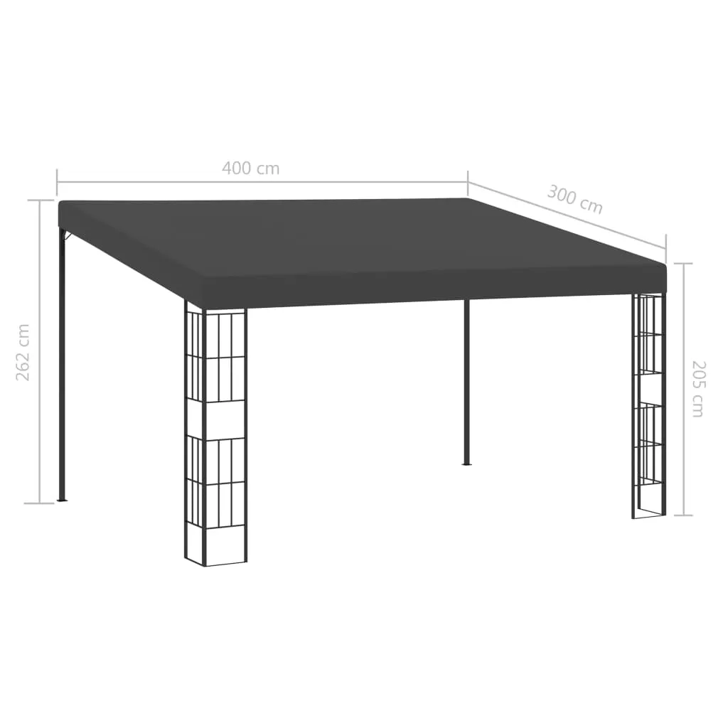 Wand-Pavillon 4x3x2,05/2,62 m Anthrazit mit PA-Beschichtung