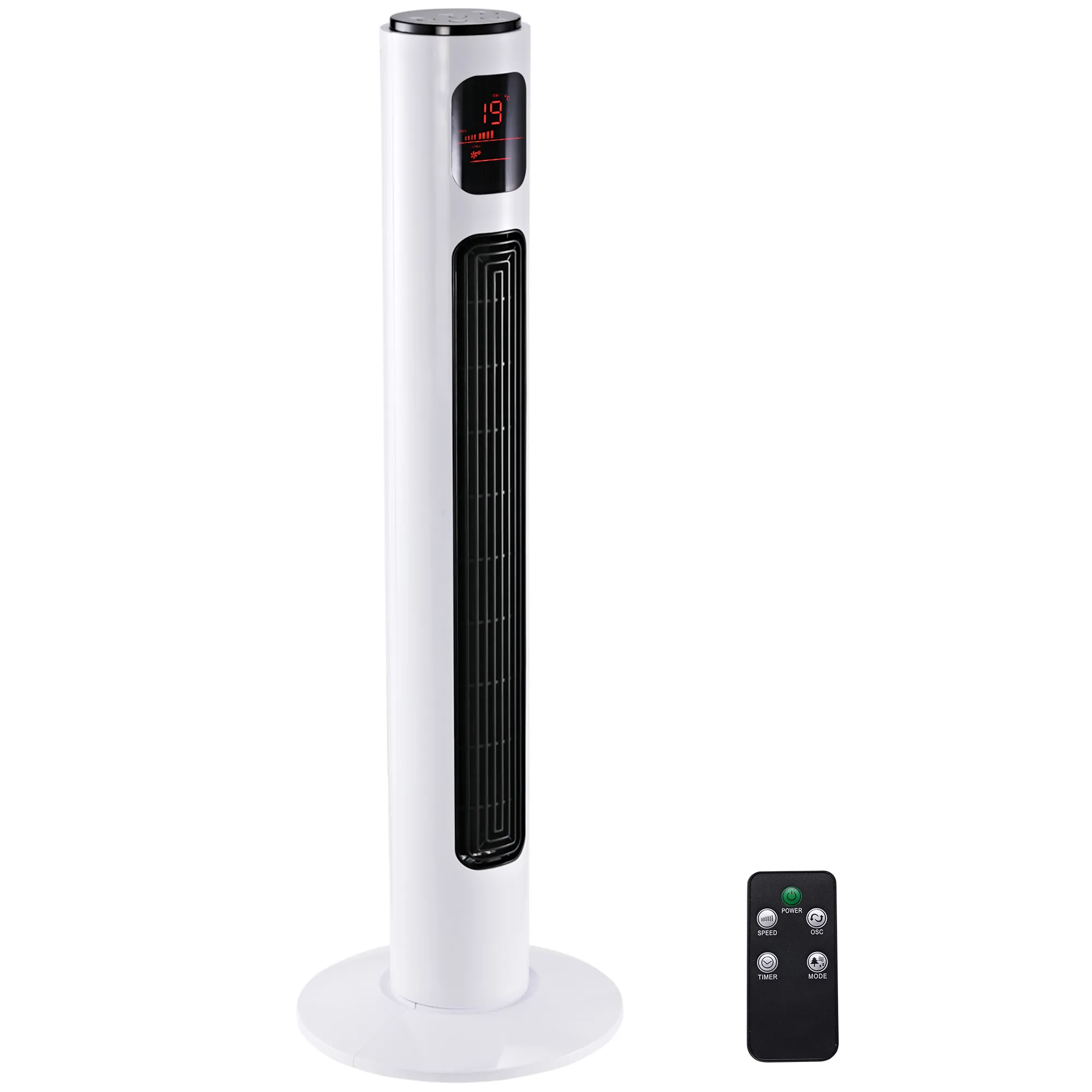Turmventilator 32L x 32L x 96H cm in Weiß und Schwarz