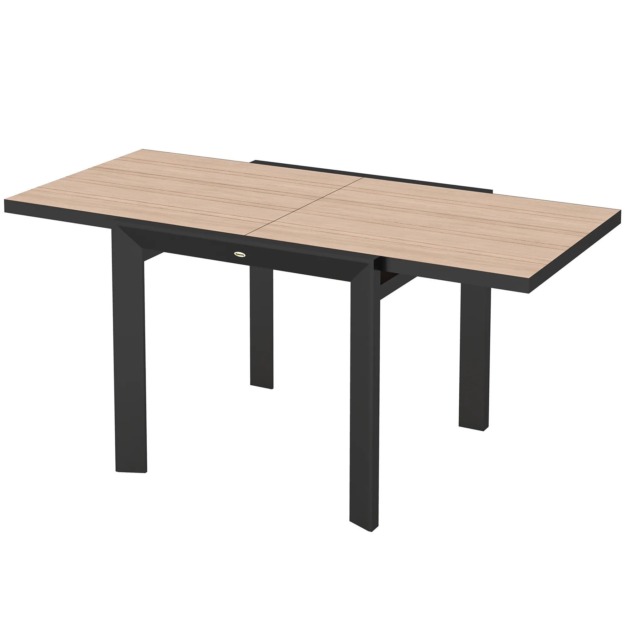 Ausziehbarer Gartentisch 80/160L x 80B x 75H cm Naturholz+Dunkelgrau