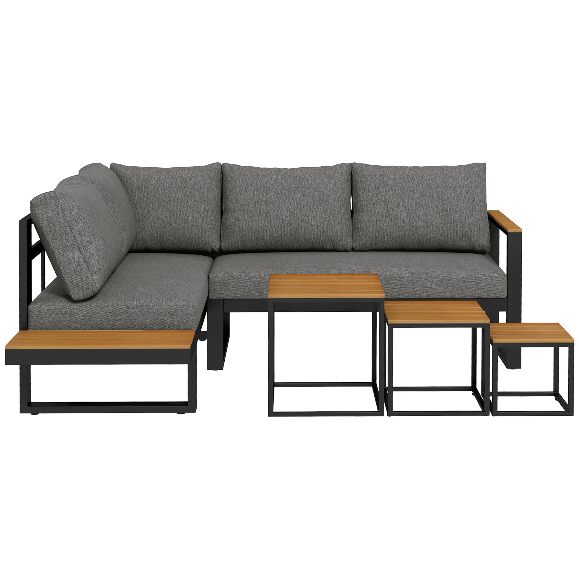 Fünfteiliges Outdoor-Sofa-Set Dunkelgrau 124x61x71,5 cm