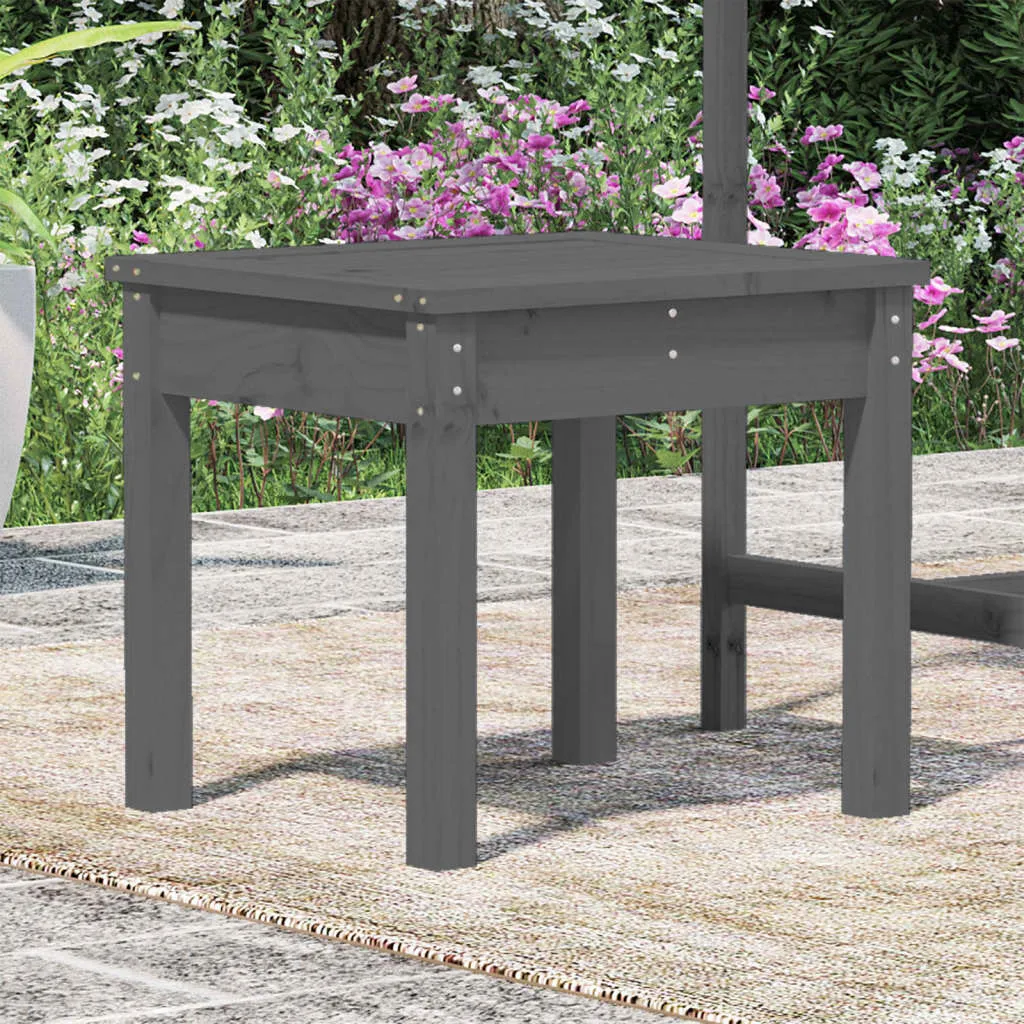 Klassische Gartenbank aus massivem Kiefernholz 50 x 44 x 45 cm Grau
