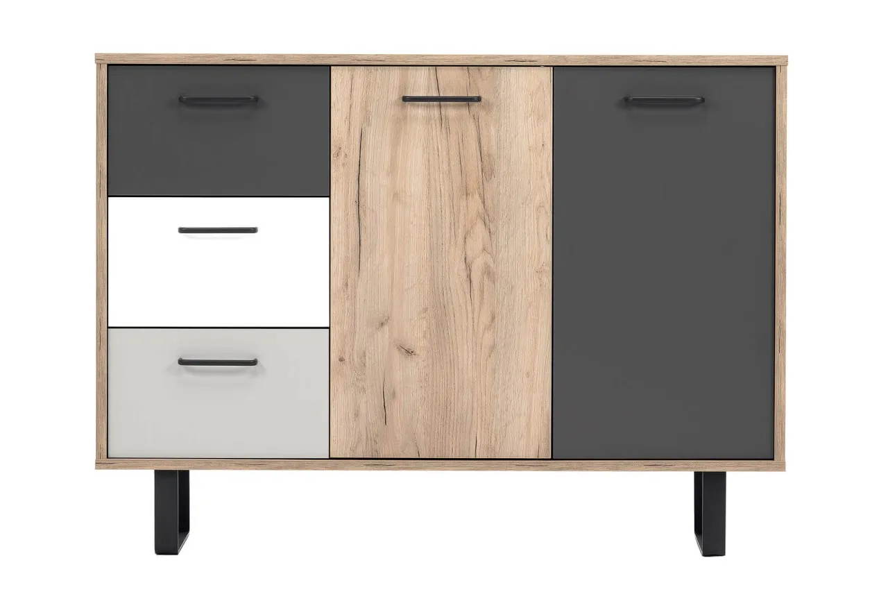 finori Kommode Orlando 118 cm Dekor Grey Craft Oak Farbmix Beistellkommode