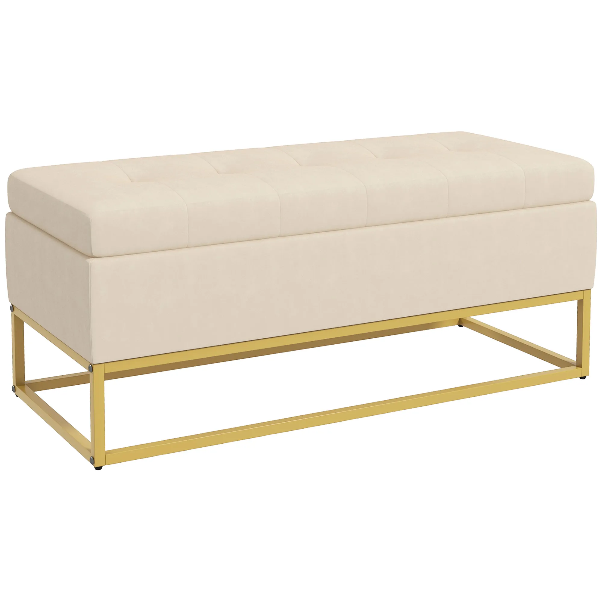 Multifunktionale Sitzbank 110x44x49 cm in Beige mit Stauraum