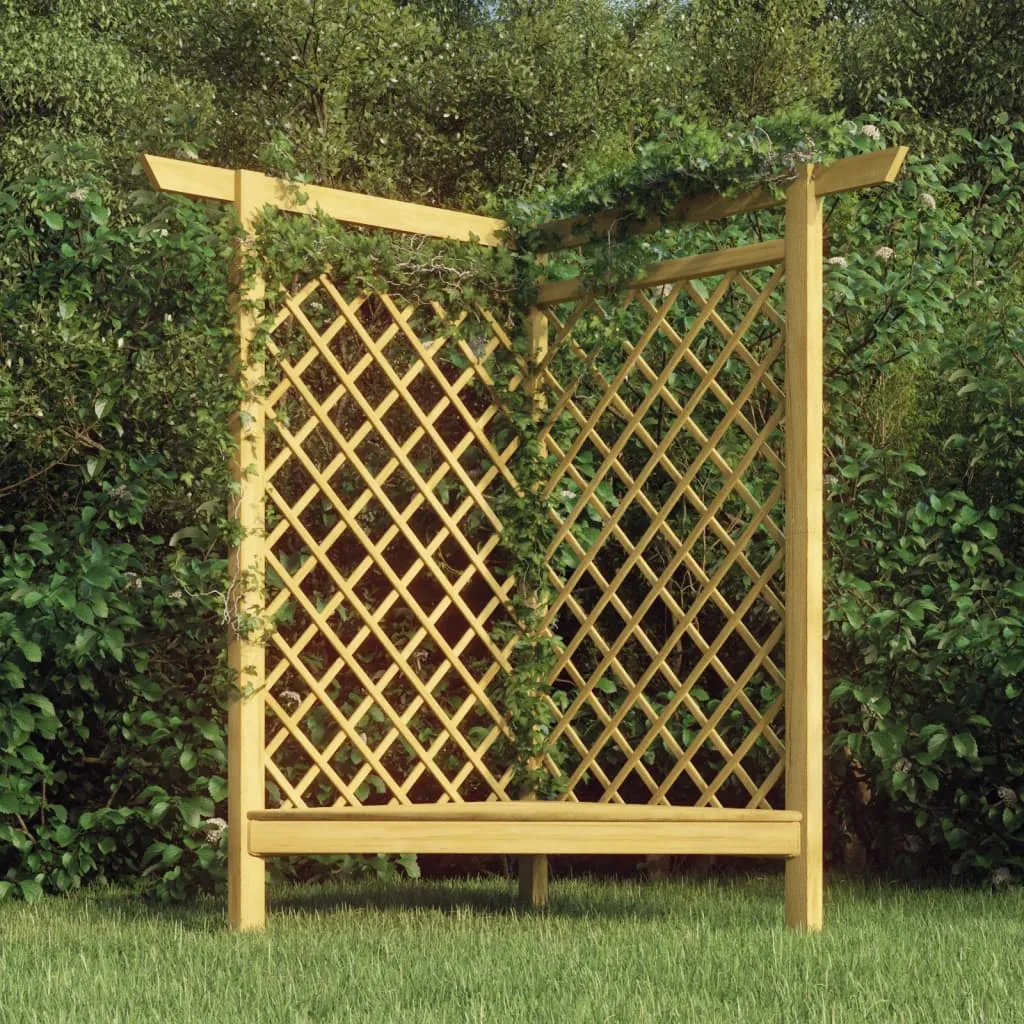 Holz-Eckpergola mit Sitzbank 166x81x174 cm grün imprägniert